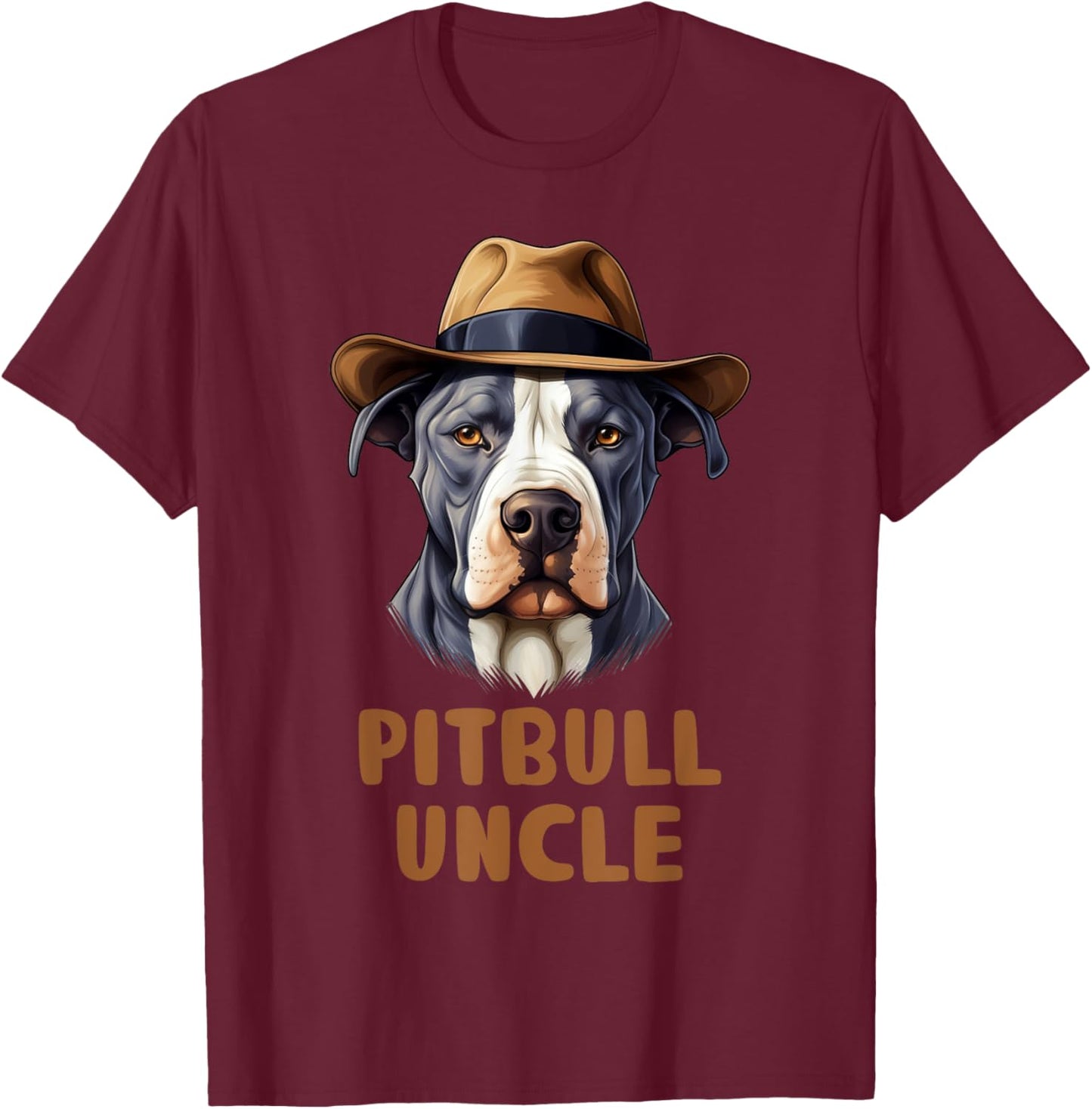 Cute Pitbull Uncle Puppy Lovers Dog Owners Gift Funny Pittie Owner - Men's Black Short Sleeve Classic Fit - Small T-Shirt - T-Shirt | Maroon
