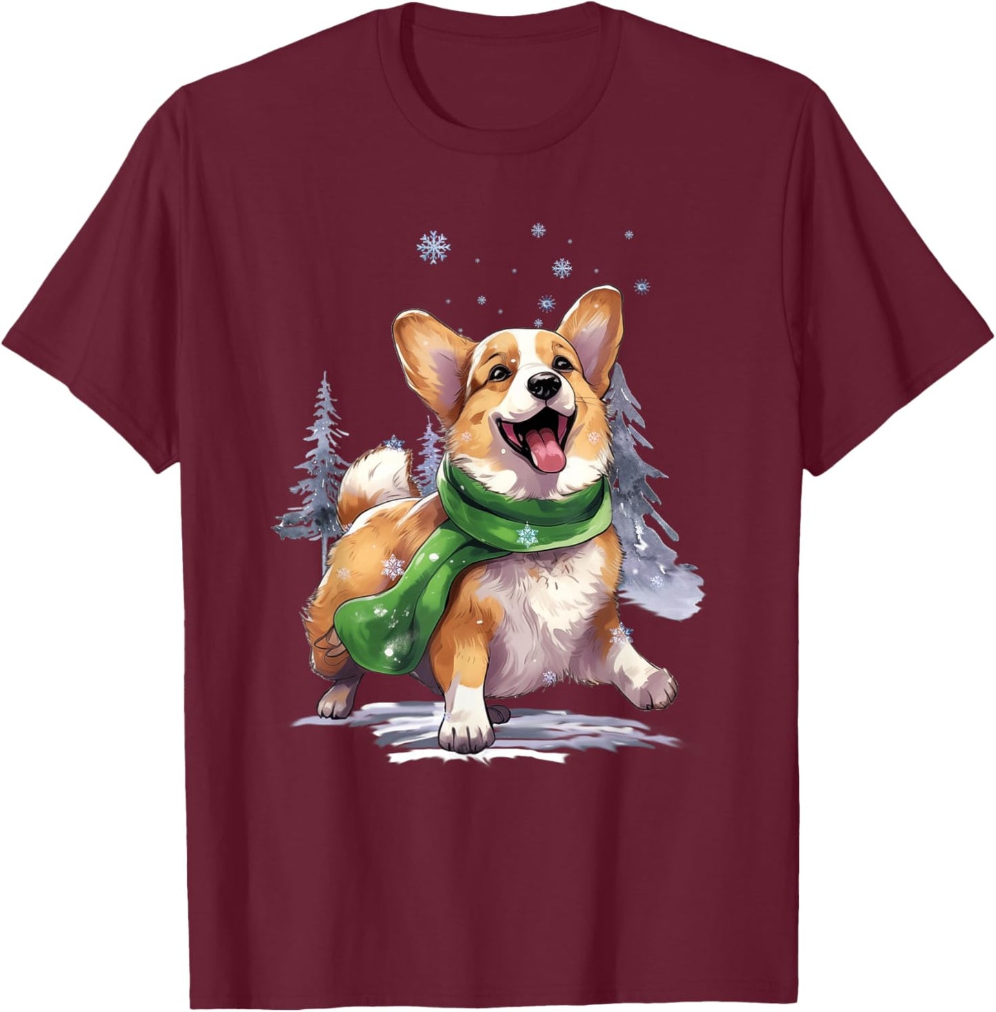 Corgi Dog Christmas Snow Winter Vibes Women Kids T-Shirt - T-Shirt | Maroon