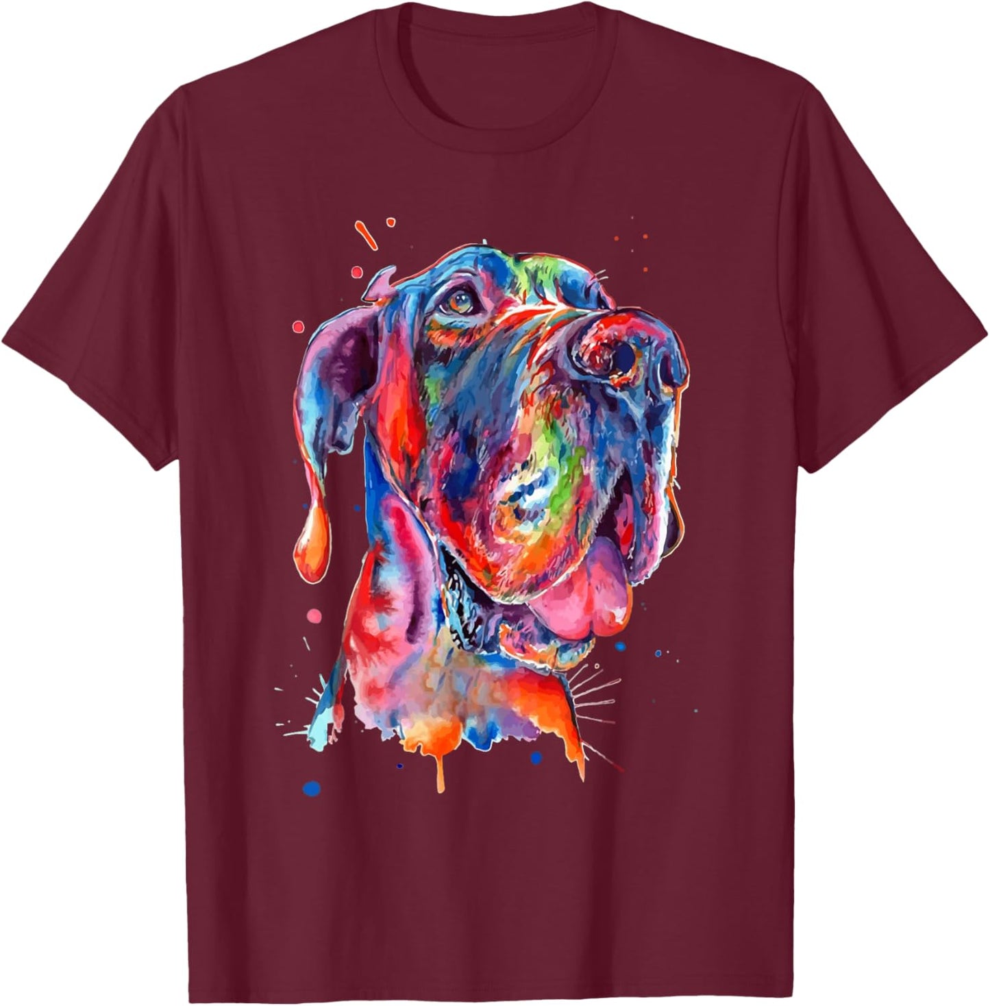 Great Dane Splash Art Dane T-Shirt - T-Shirt | Maroon