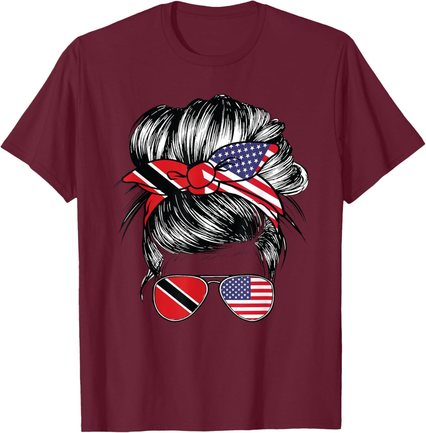 Trinidad Flag Trinidadian Women American USA Trinidad T-Shirt - T-Shirt | Maroon