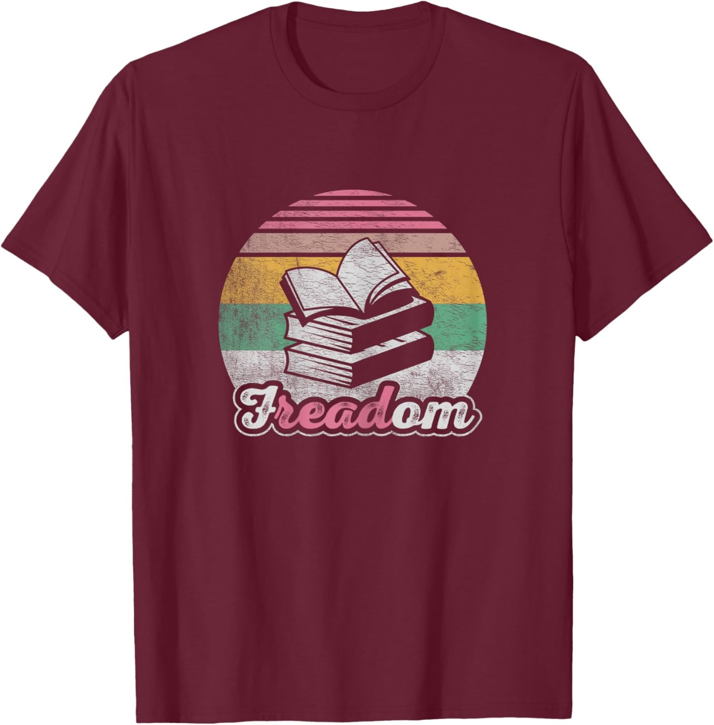 Retro Vintage fREADom Anti Ban Books Freedom To Read T-Shirt - T-Shirt | Maroon