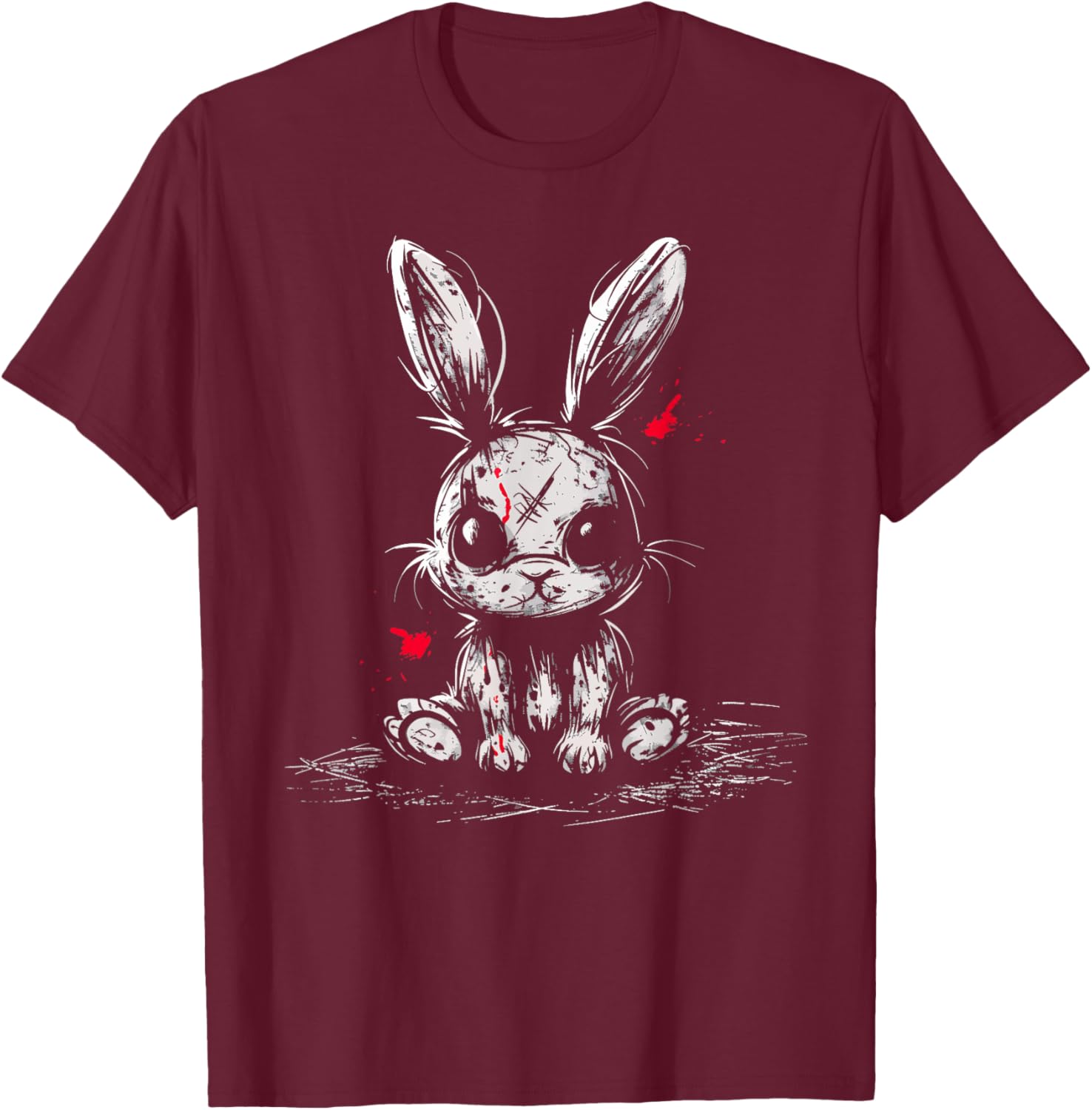 Evil Horror Bunny Rabbit Creepy Cute Alt Goth Grunge Demon T-Shirt - T-Shirt | Maroon