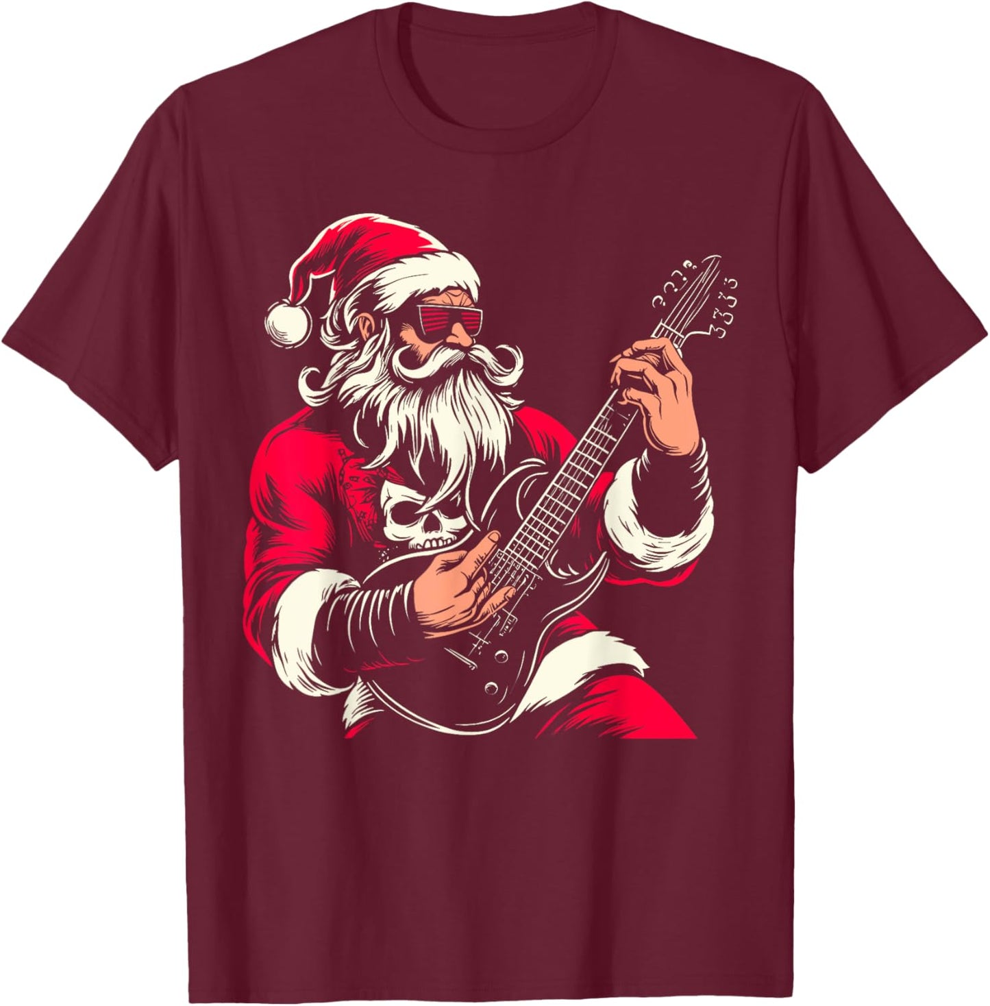 Santa Claus Guitar Player Have A Rock & Roll Christmas T-Shirt - T-Shirt | Maroon