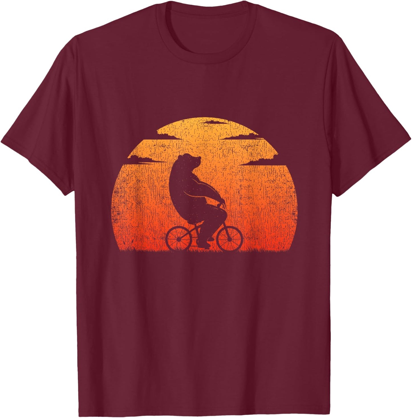 Vintage Funny Bear Cycling Mountain Bike Retro Bicycle T-Shirt - T-Shirt | Maroon