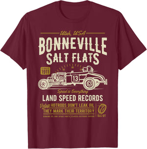 Retro Bonneville Salt Flats Utah Vintage Hotrod Design T-Shirt - T-Shirt | Maroon