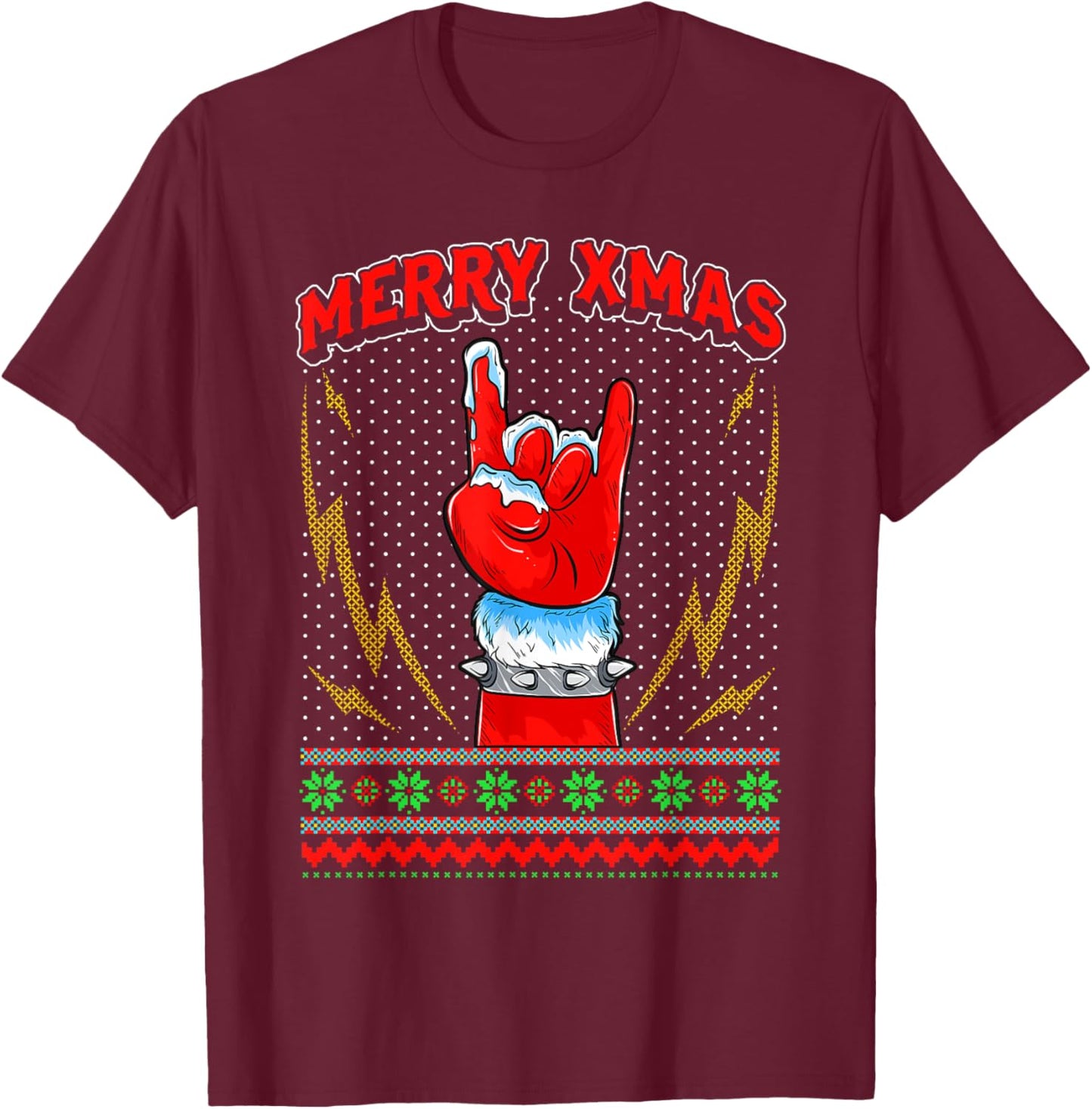 Heavy Metal and Rock Ugly Christmas Sweater Gift T-Shirt - T-Shirt | Maroon