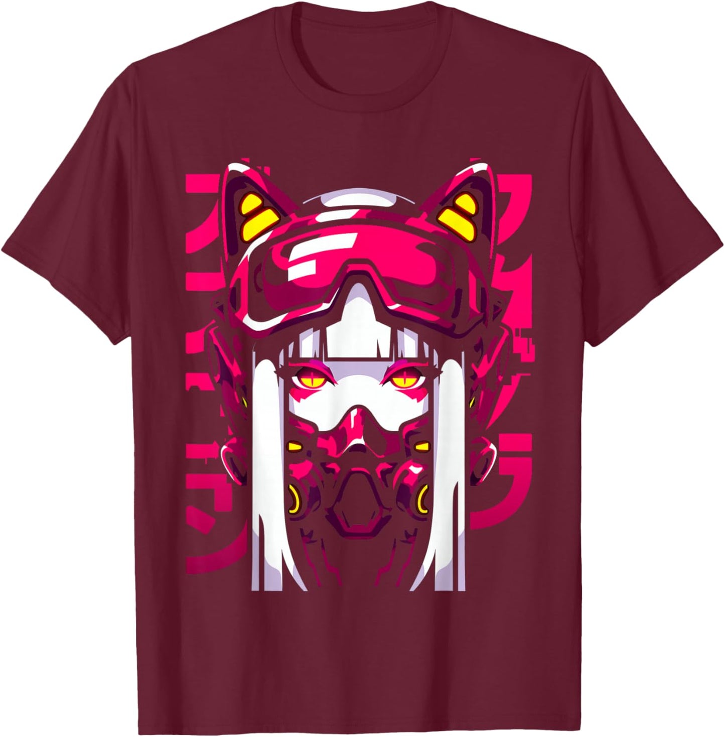 Anime Manga Cyberpunk Aesthetic Techwear Harajuku Waifu T-Shirt - T-Shirt | Maroon