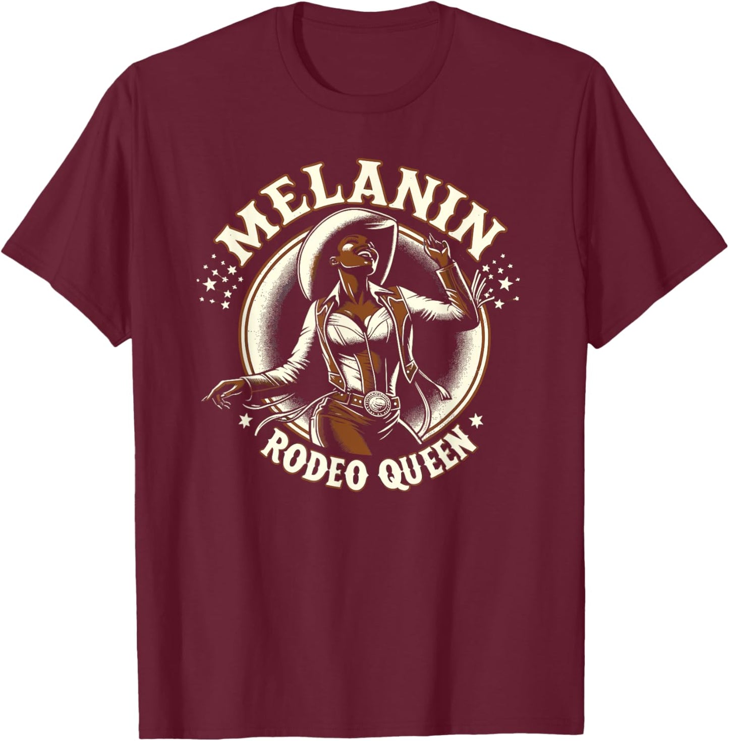 Melanin Rodeo Queen, Country African American Cowgirl T-Shirt - T-Shirt | Maroon