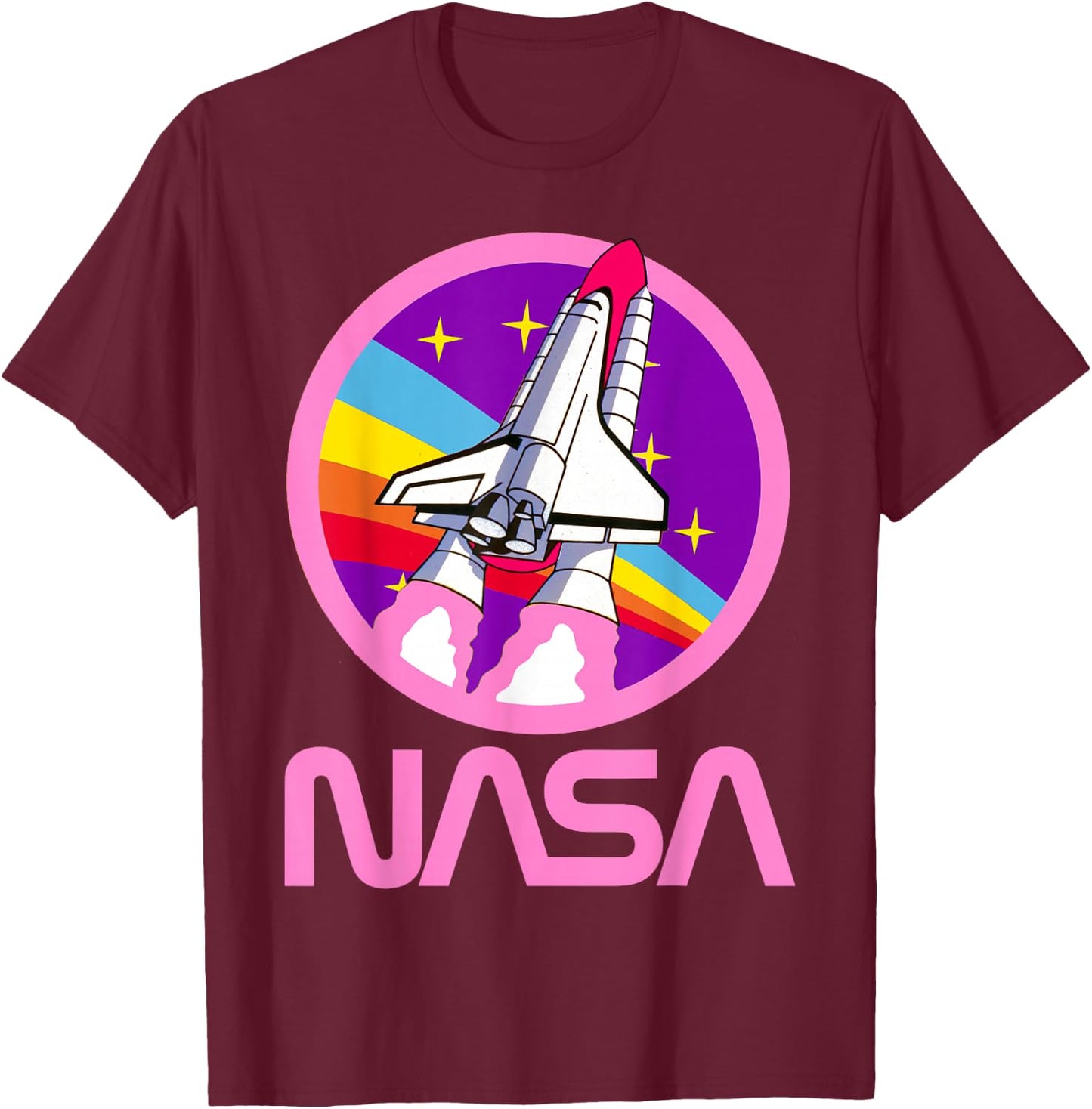 Nerdy NASA Rainbow Rocket Launch Girls Science Teacher T-Shirt - T-Shirt | Maroon