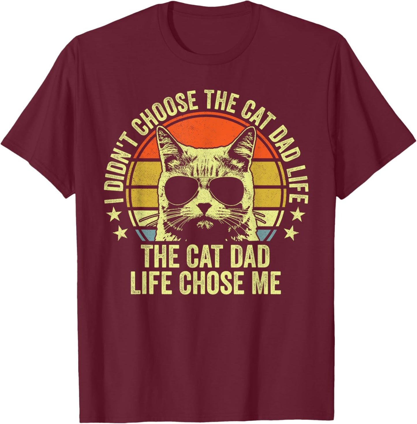 Cat Dad Shirt Funny Cat Daddy Father's Day Cat Dad T-Shirt - T-Shirt | Maroon