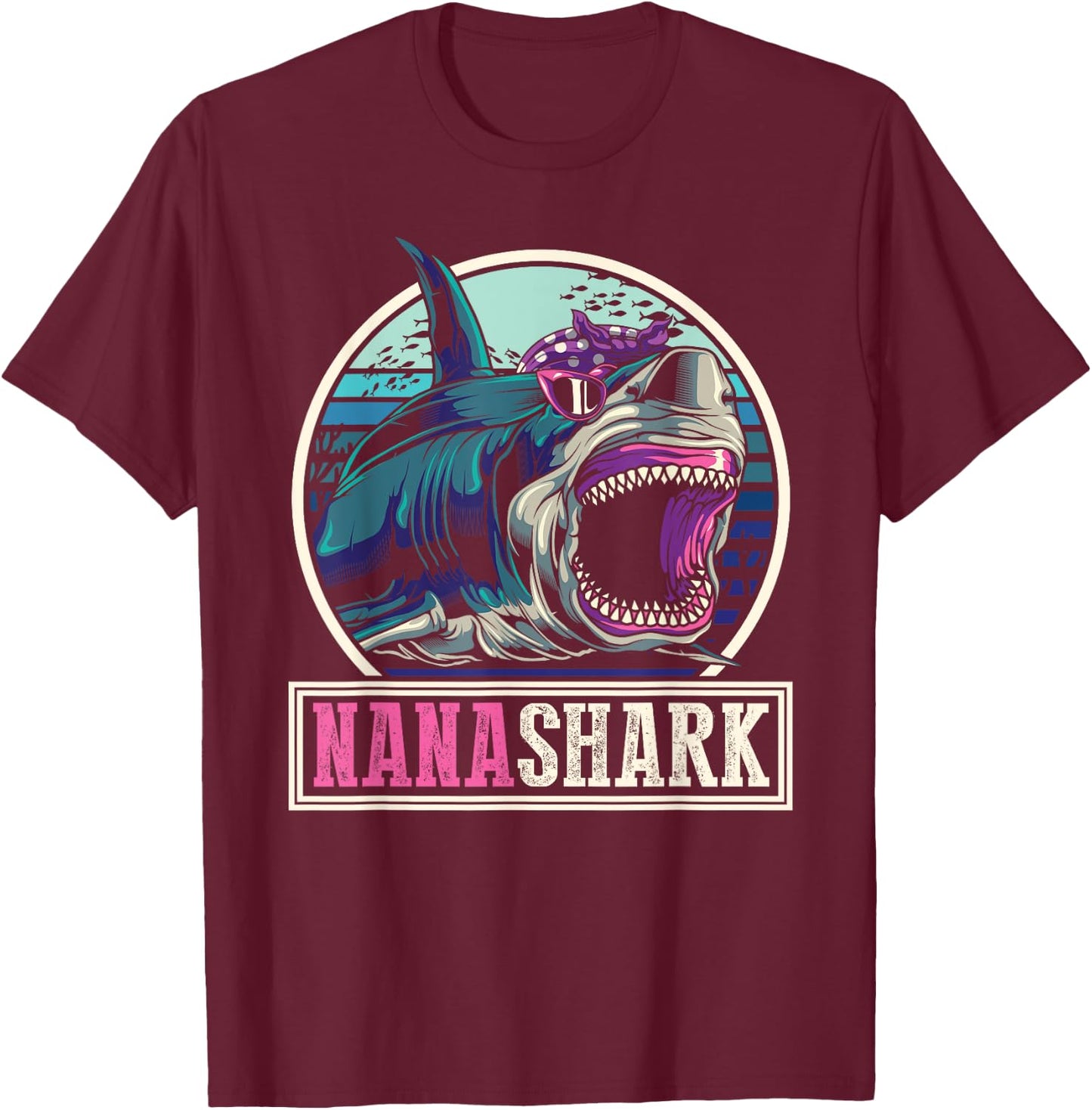 Grandmother Animal Sea Monster Grandma Women Gift Nana Shark T-Shirt - T-Shirt | Maroon