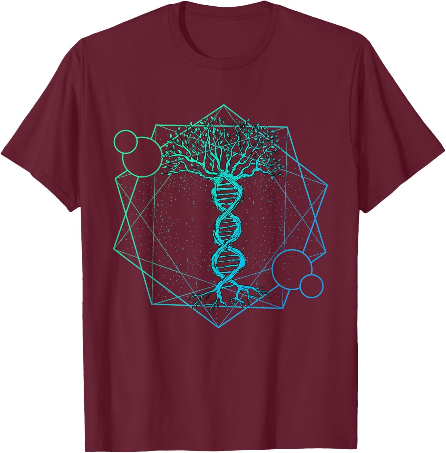 Geometric Triangle Tree Life DNA - Esoteric Geometry T-Shirt - T-Shirt | Maroon