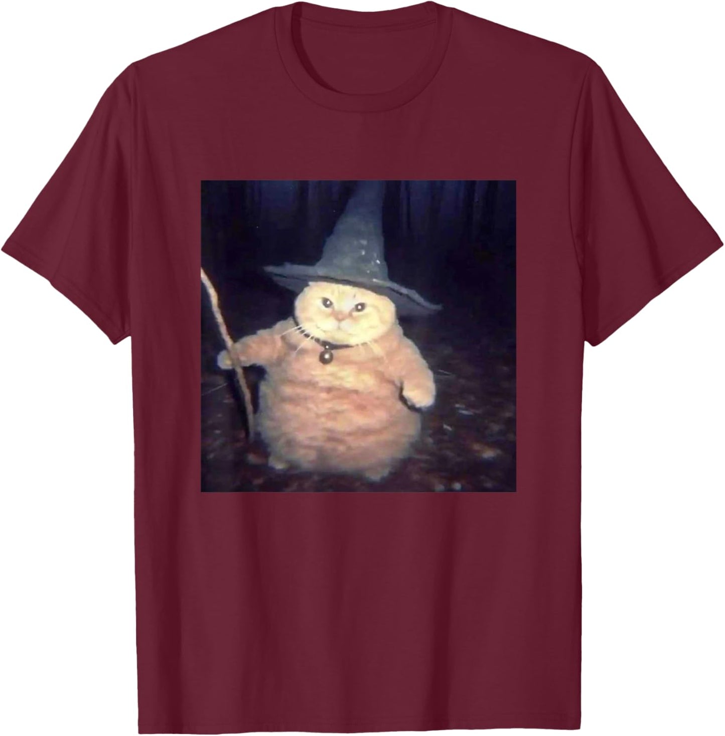 Vintage Witch Cat Peekaboo Halloween Funny Cat Meme Weird T-Shirt - T-Shirt | Maroon
