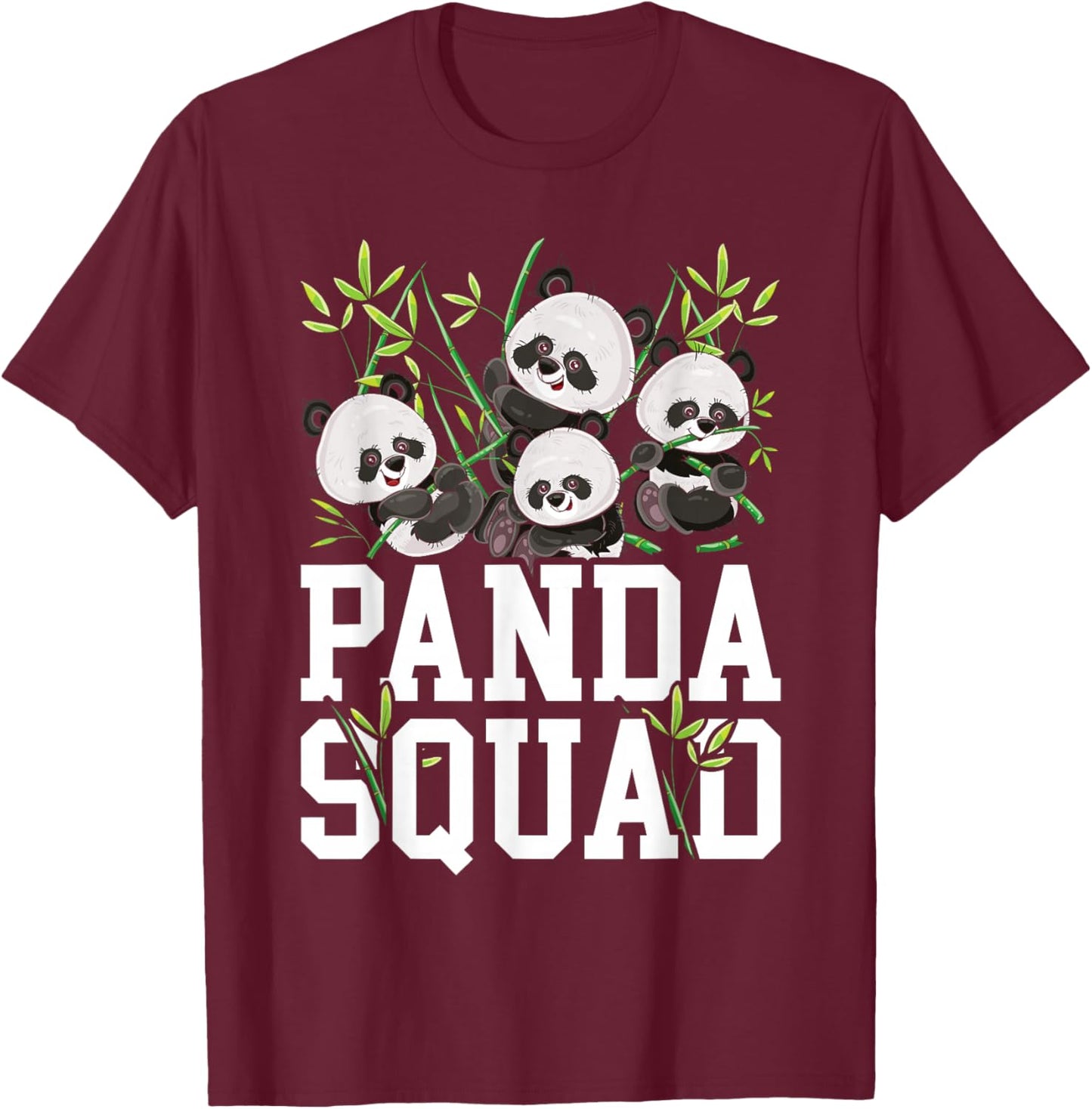 Cute Panda Family Graphic Panda Squad T-Shirt - T-Shirt | Maroon