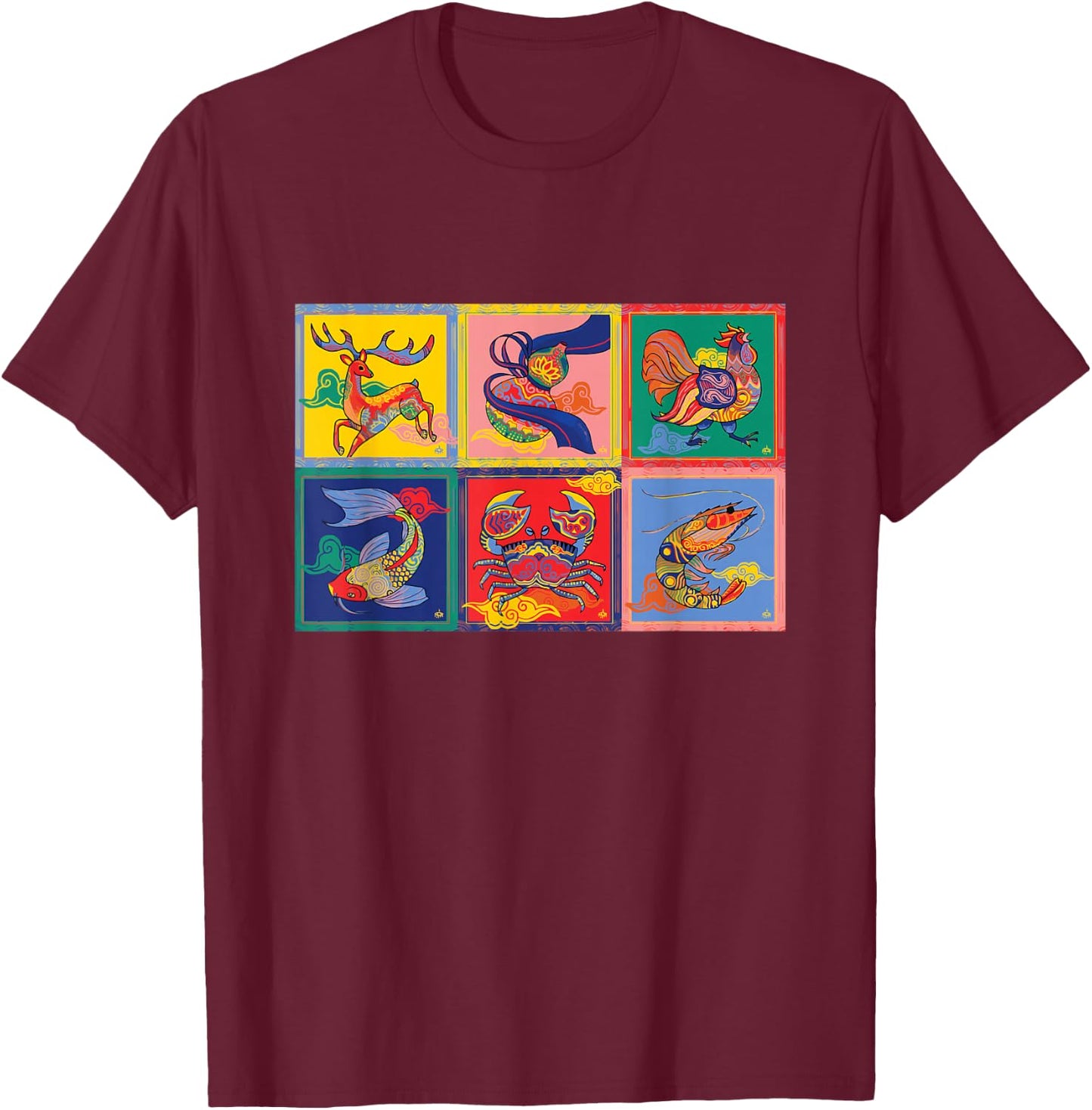 Bau Cua Tom Ca Vietnamese Game T-Shirt - T-Shirt | Maroon