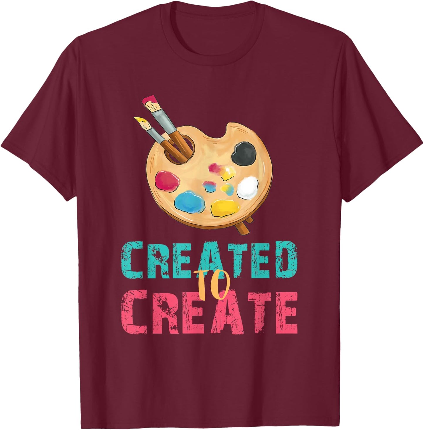 Art Teacher Created Art Palette Brush Artist Art Student T-Shirt - T-Shirt | Maroon