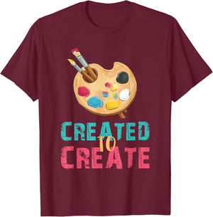 Art Teacher Created Art Palette Brush Artist Art Student T-Shirt - T-Shirt | Maroon