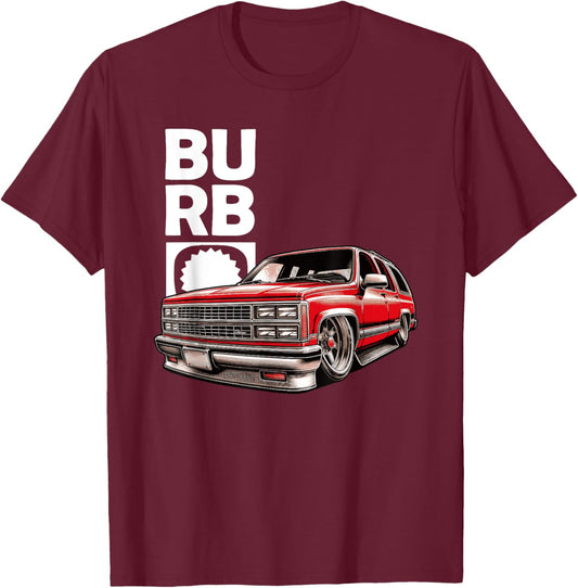 Squarebody Truck Burb Crest Truck Squarebody Suburban T-Shirt - T-Shirt | Maroon