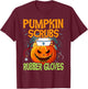 Pumpkin Scrubs Rubber Gloves Halloween Costume Nursing Nurse T-Shirt - T-Shirt | Maroon