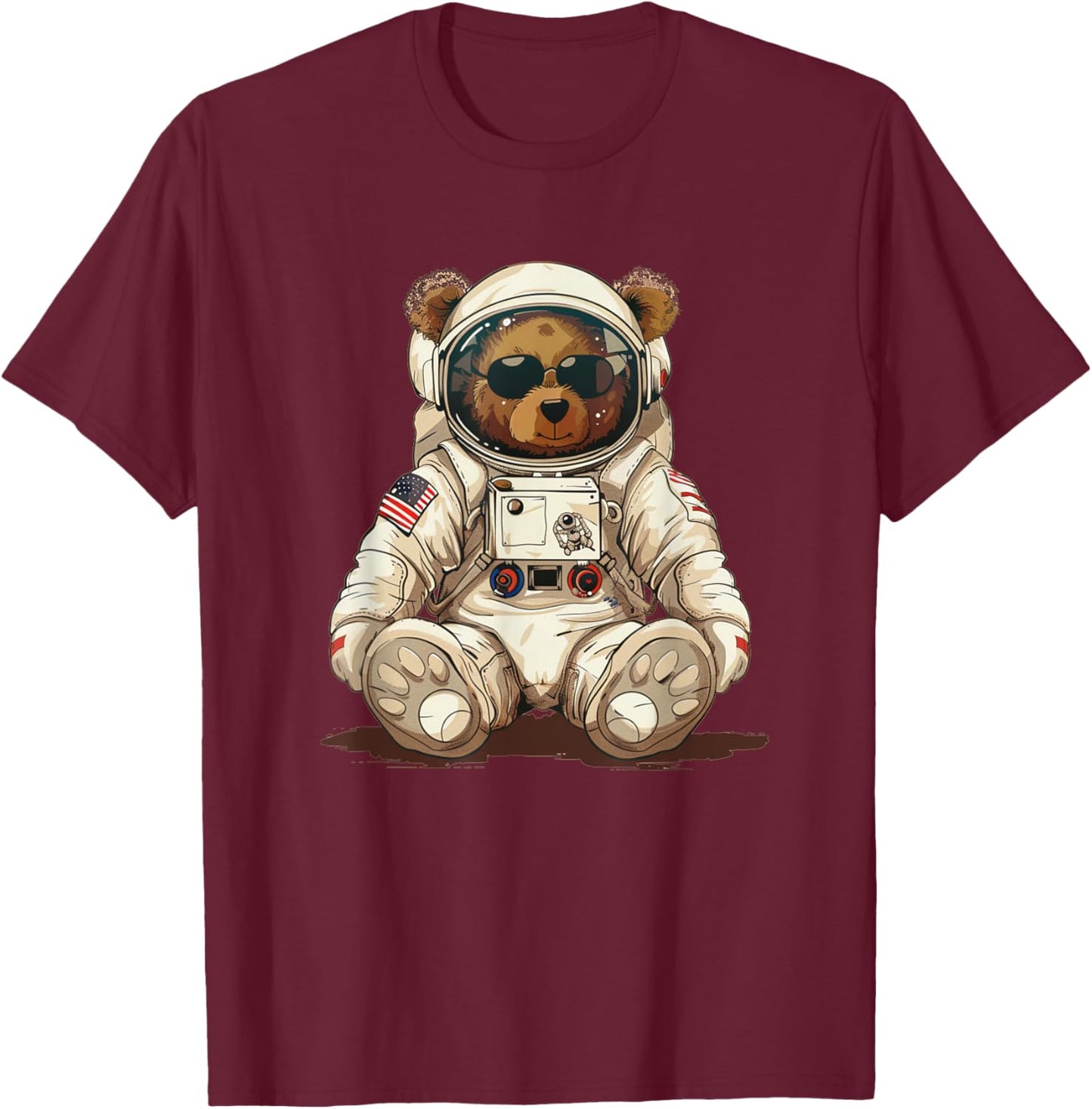 Cool Astronaut Teddy Bear Costume for Boys and Girls T-Shirt - T-Shirt | Maroon