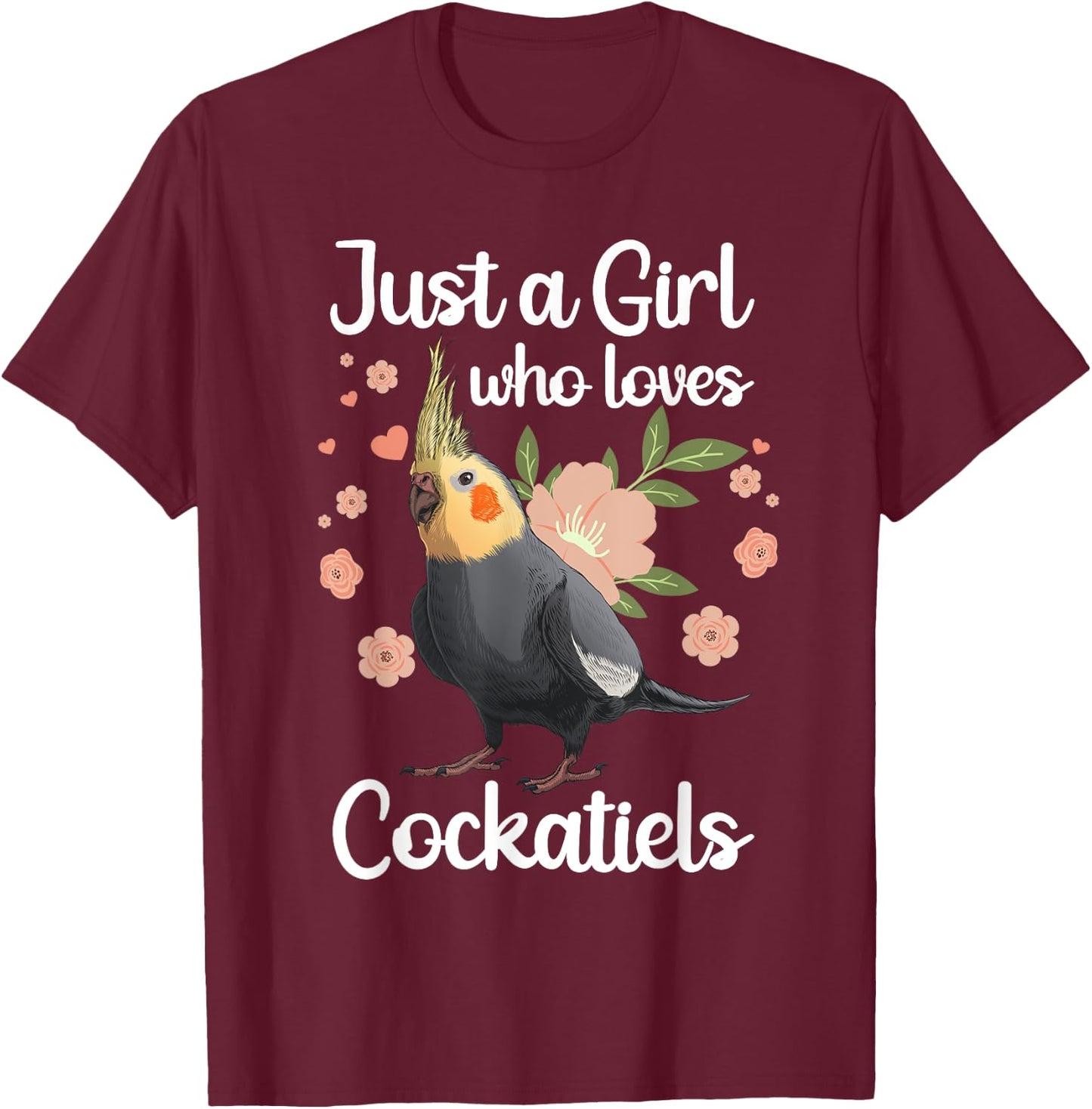 Cool Cockatiel Girls Parrot Bird Lover Parakeet T-Shirt - T-Shirt | Maroon