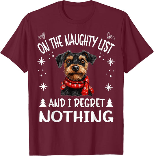 Cute Jagdterrier Dog Christmas On The Naughty List and I Women T-Shirt - T-Shirt | Maroon
