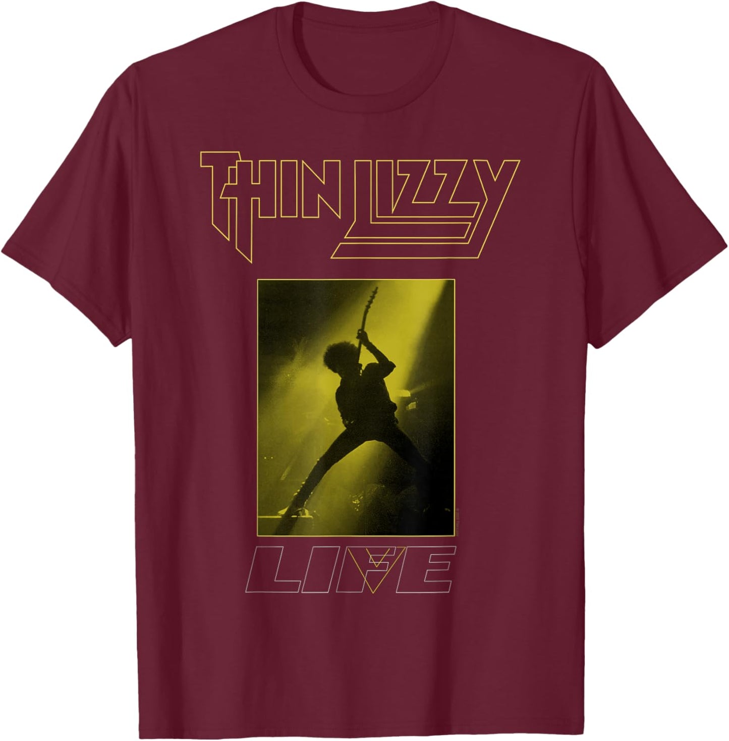 Thin Lizzy – Live Yellow Boxed T-Shirt - T-Shirt | Maroon