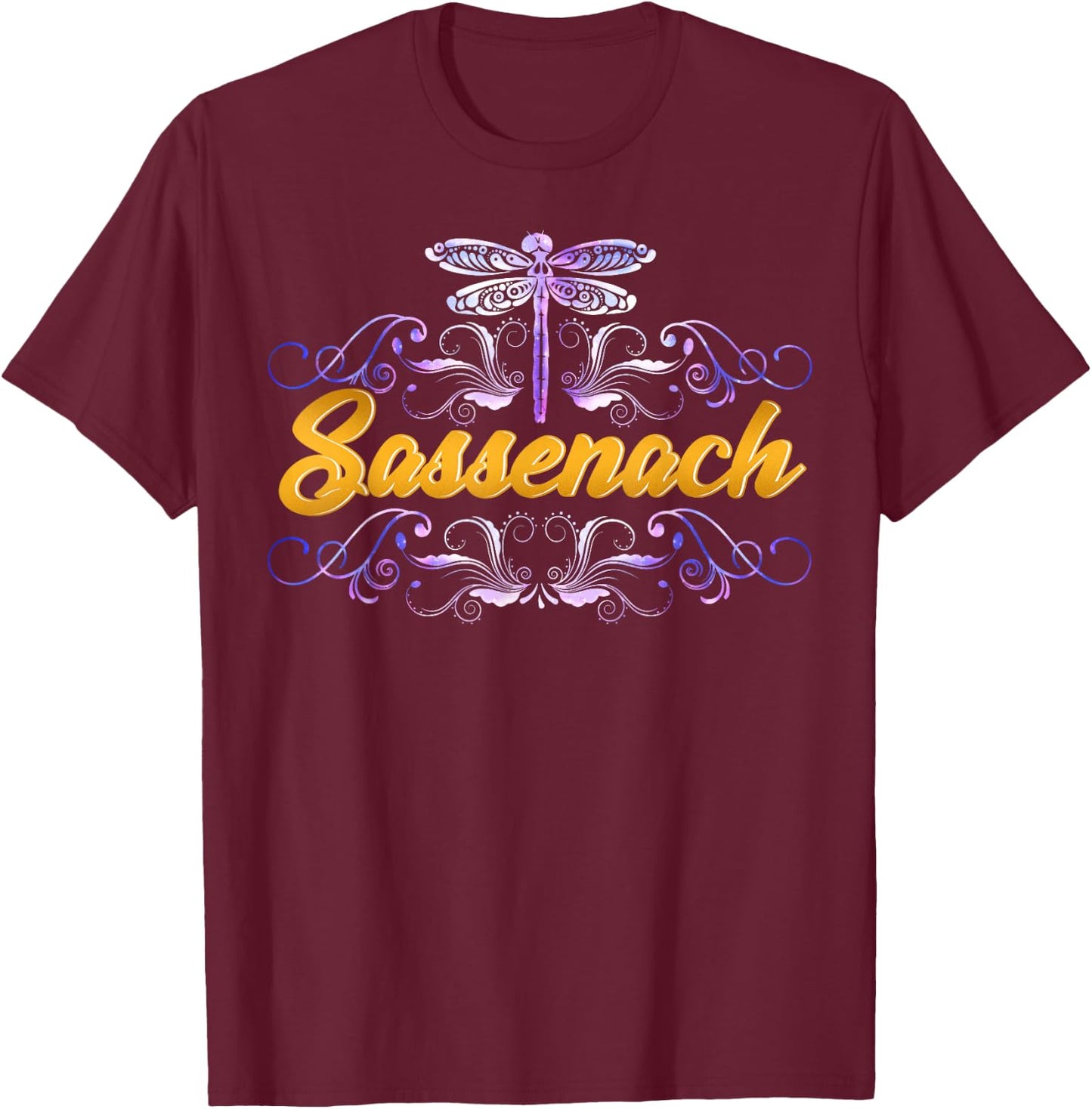 Sassenach Outlander Gaelic Dragonfly Men and Women T-Shirt - T-Shirt | Maroon
