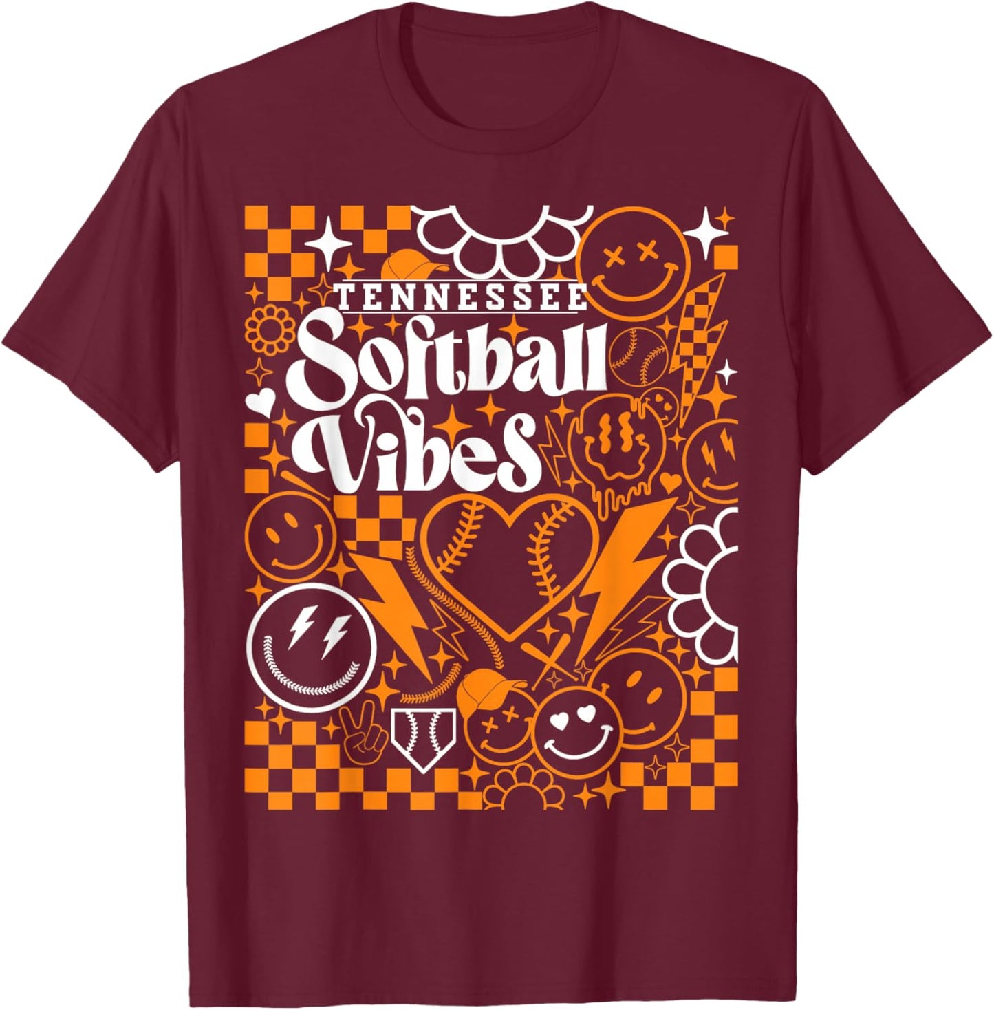 Tennessee Softball Vintage Kids Team Retro Softball Fan T-Shirt - T-Shirt | Maroon