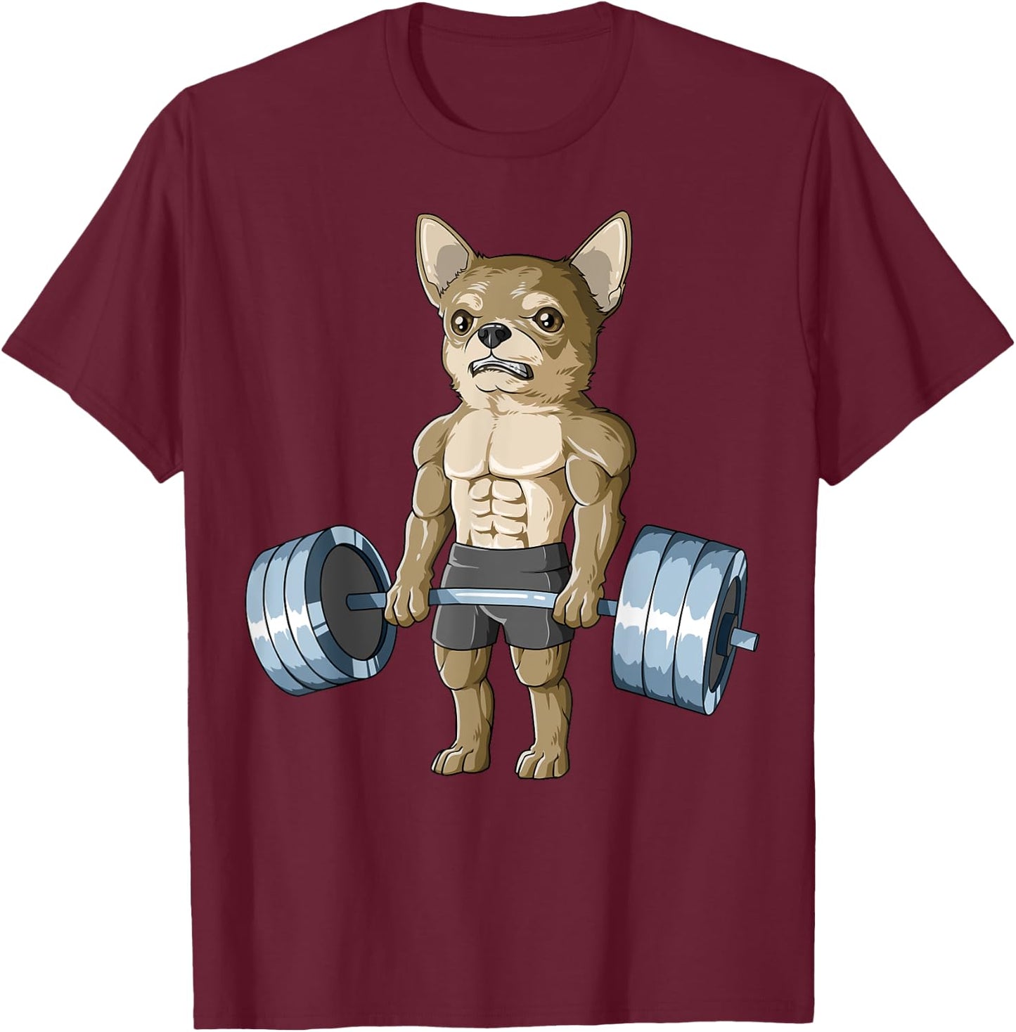 Weightlifting Chihuahua Deadlifting Chihuahua Powerlifting T-Shirt - T-Shirt | Maroon