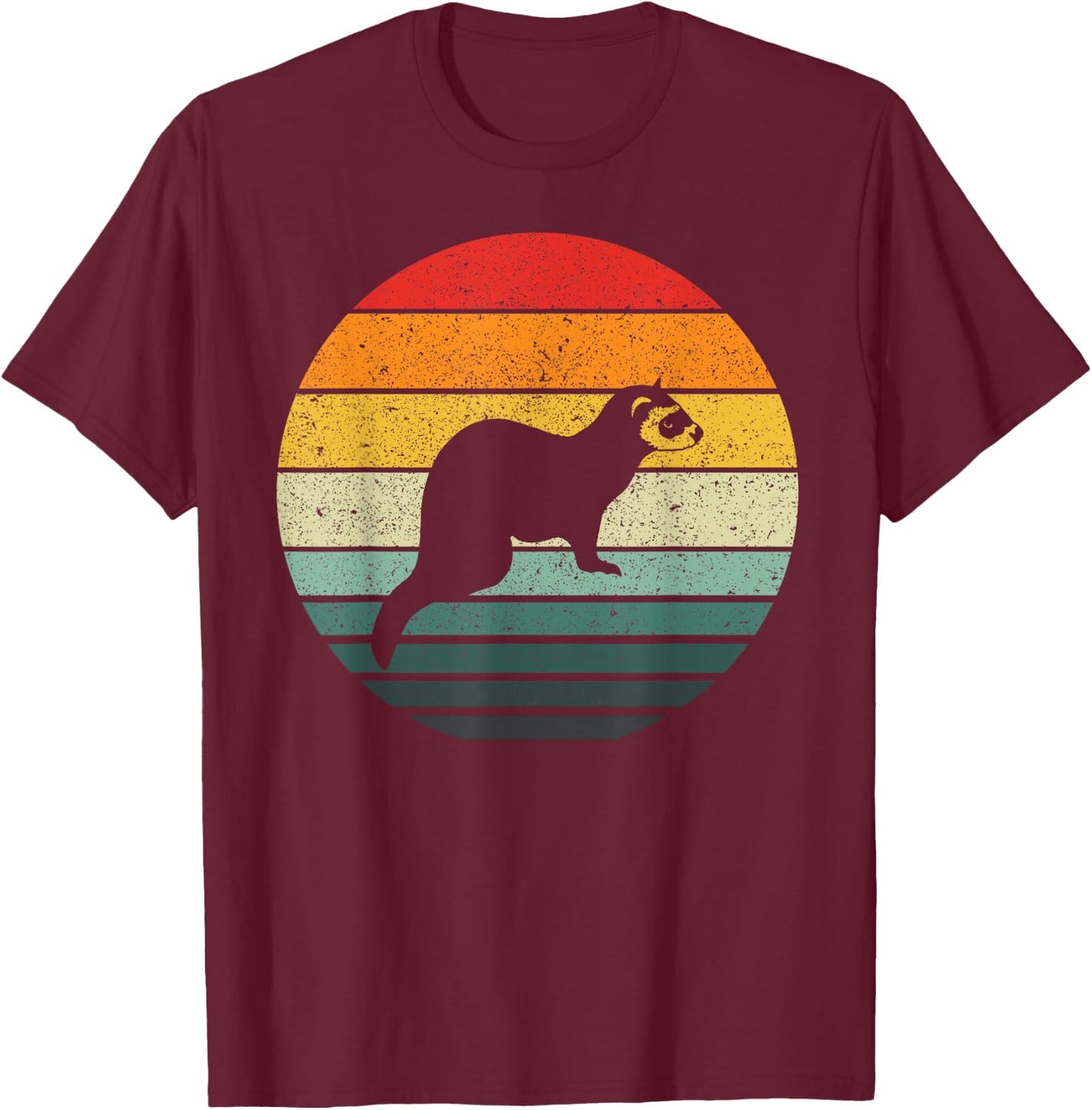 Vintage Ferret Retro T-Shirt - T-Shirt | Maroon