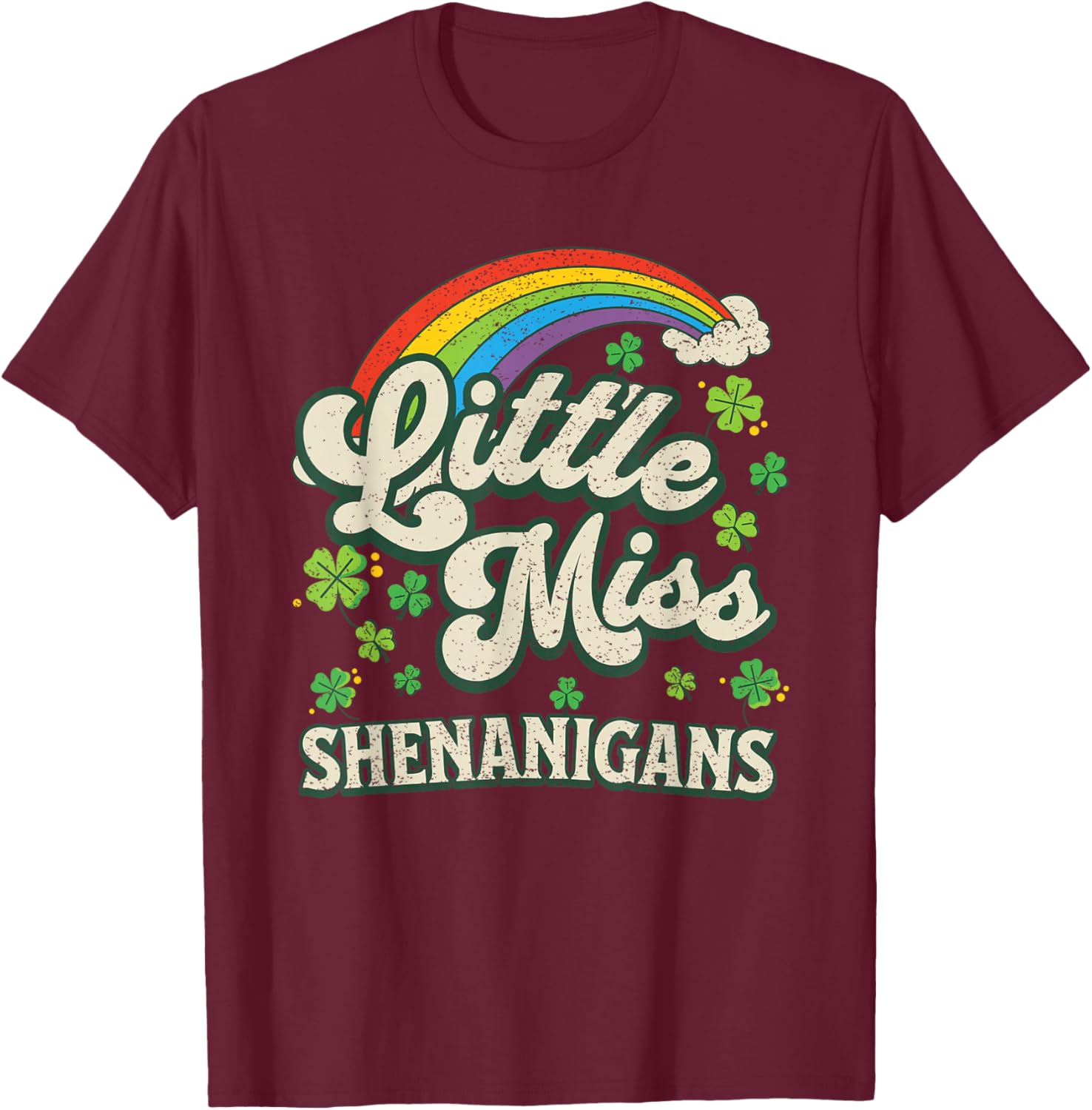 Little Miss Shenanigans St Patricks Day Girls and Women T-Shirt - T-Shirt | Maroon