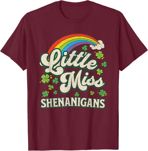 Little Miss Shenanigans St Patricks Day Girls and Women T-Shirt - T-Shirt | Maroon