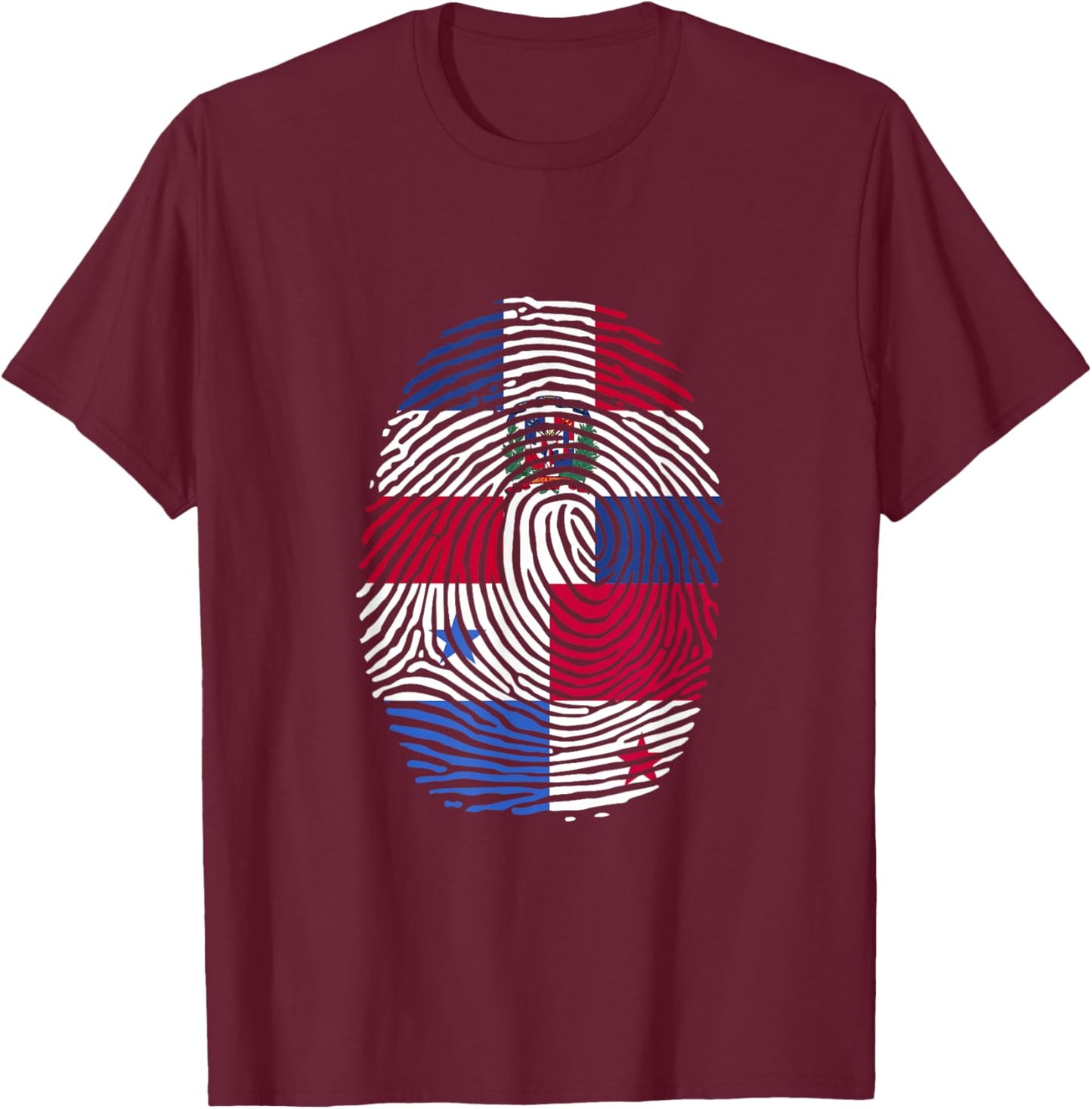 Dominican and Panama Fingerprint Dominicana Panamanian Roots T-Shirt - T-Shirt | Maroon