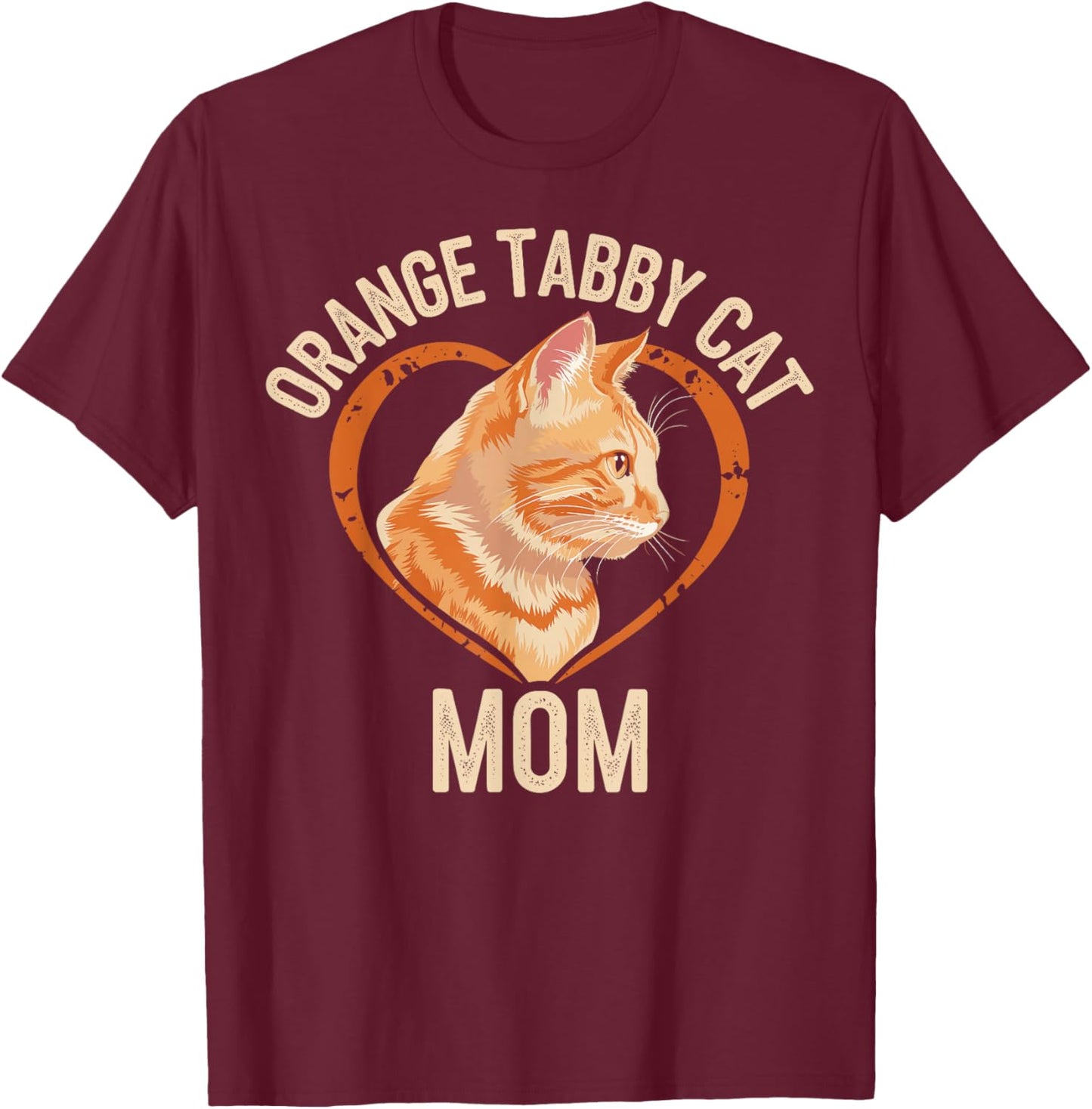 Orange Tabby Cat Mom T-Shirt - T-Shirt | Maroon
