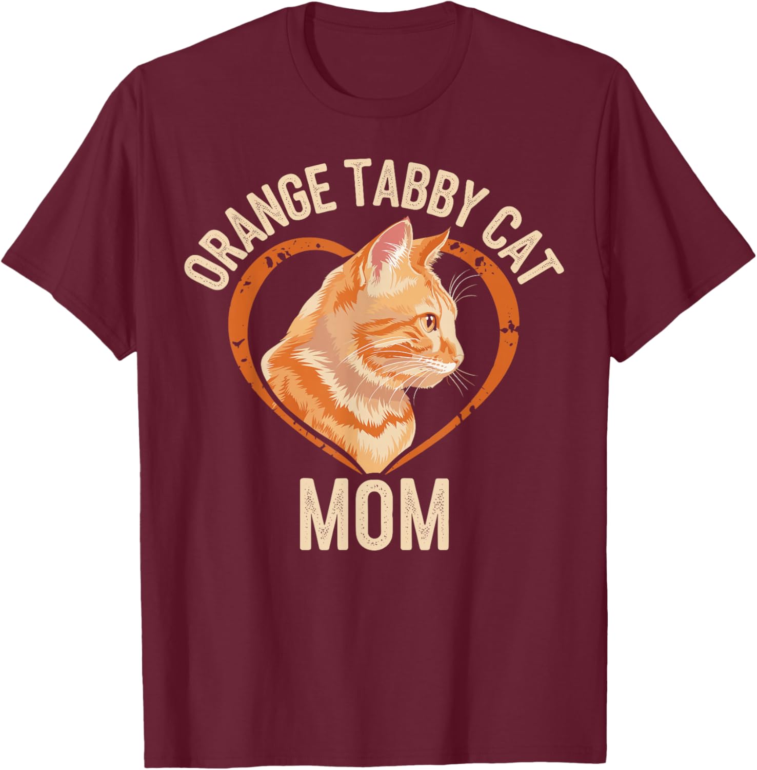 Orange Tabby Cat Mom T-Shirt - T-Shirt | Maroon