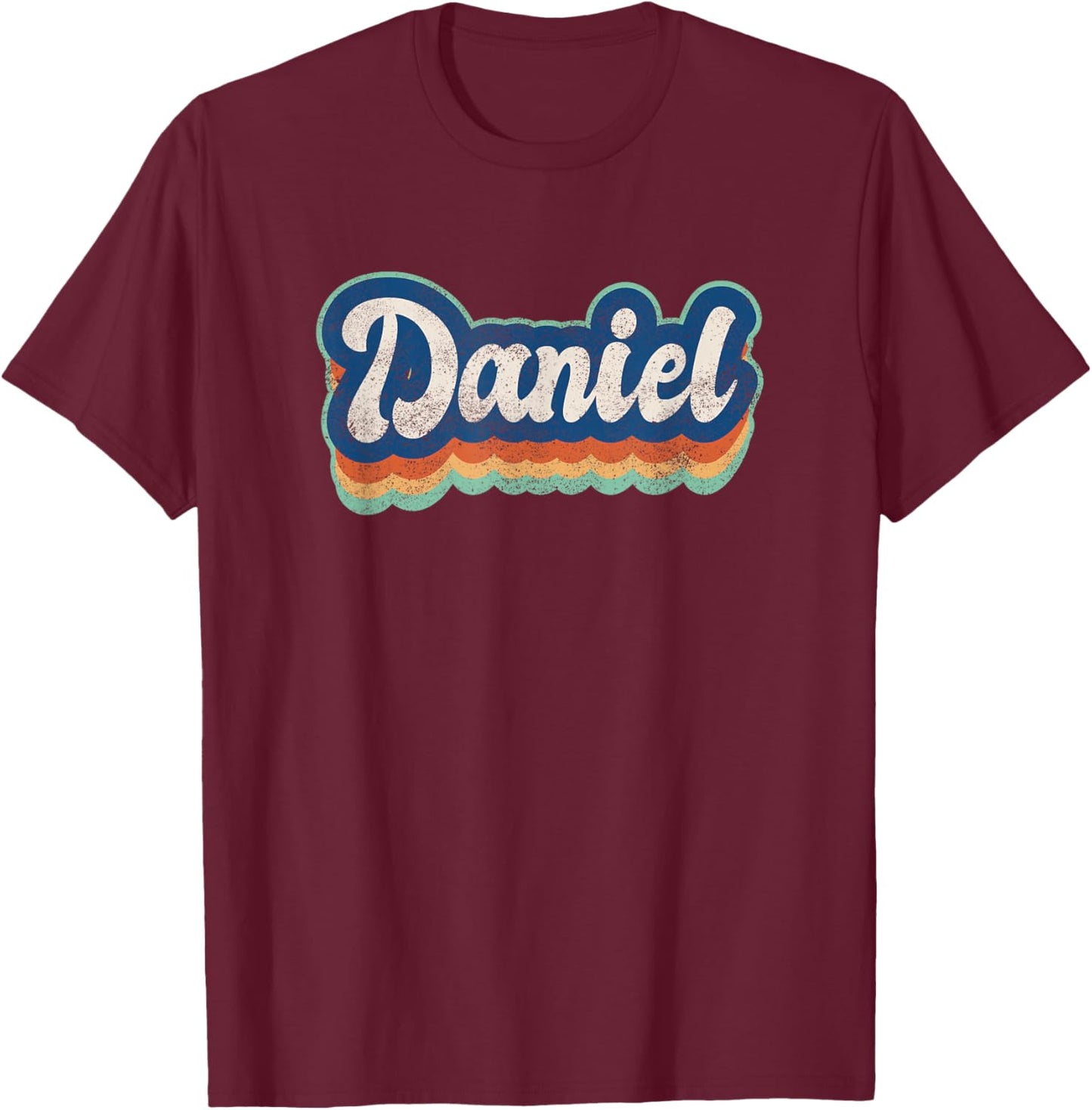 Daniel First Name Boy Vintage Style 70s 80s Personalized T-Shirt - T-Shirt | Maroon