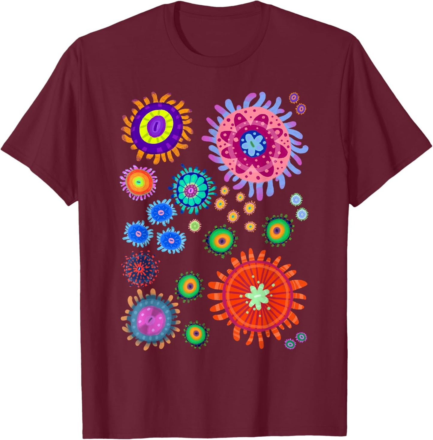 Tropical Zoanthid Saltwater Flower Polyp Coral Reef Pattern T-Shirt - T-Shirt | Maroon