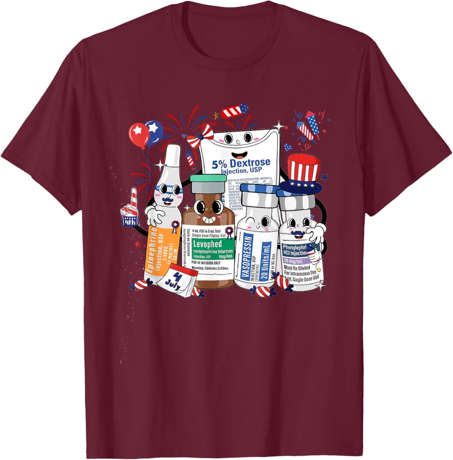 Red White Blue ICU Nurse Crew 4th of July Independence Day Men T-Shirt - T-Shirt | Maroon