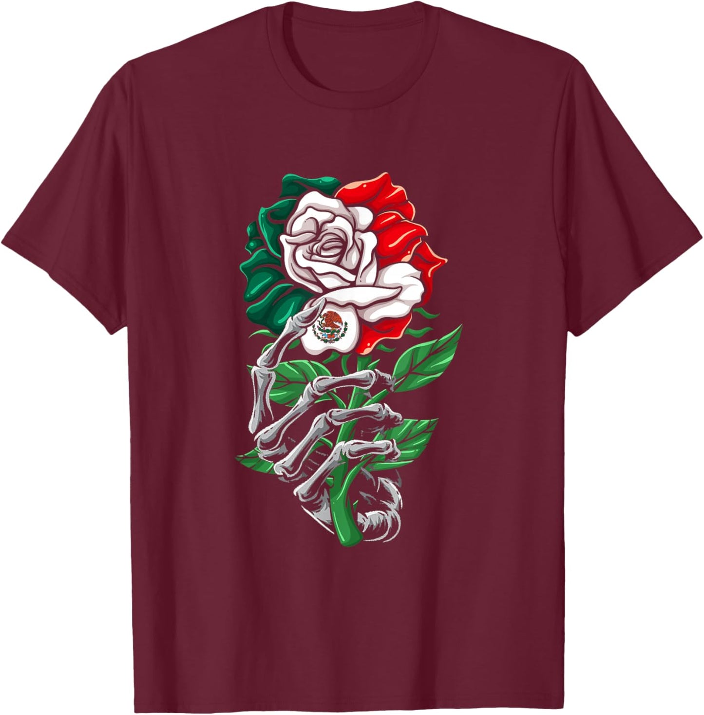 Mexico Gift Rose Tijuana Mexican Hispanic Pride Poncho T-Shirt - T-Shirt | Maroon