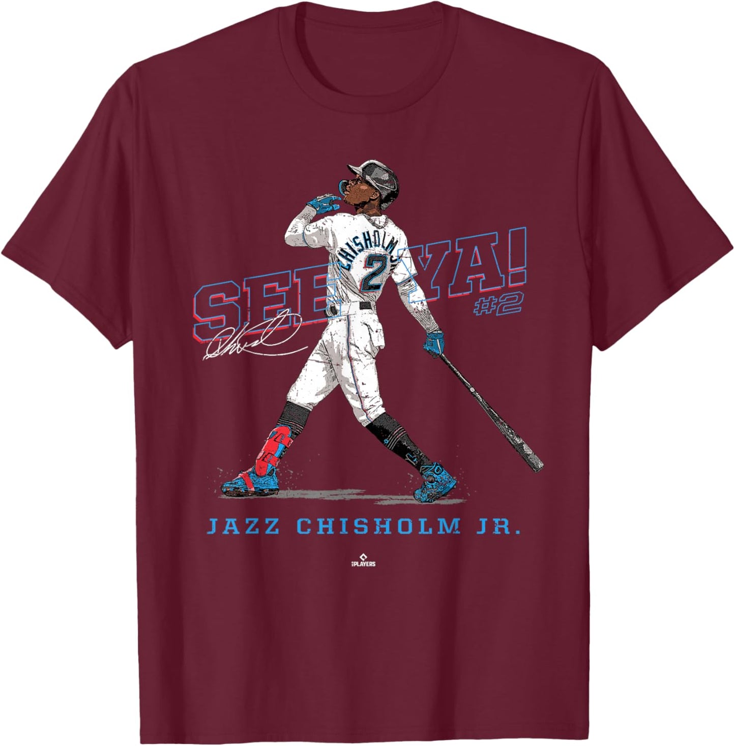 See Ya! Jazz Chisholm Jr Miami MLBPA T-Shirt - T-Shirt | Maroon