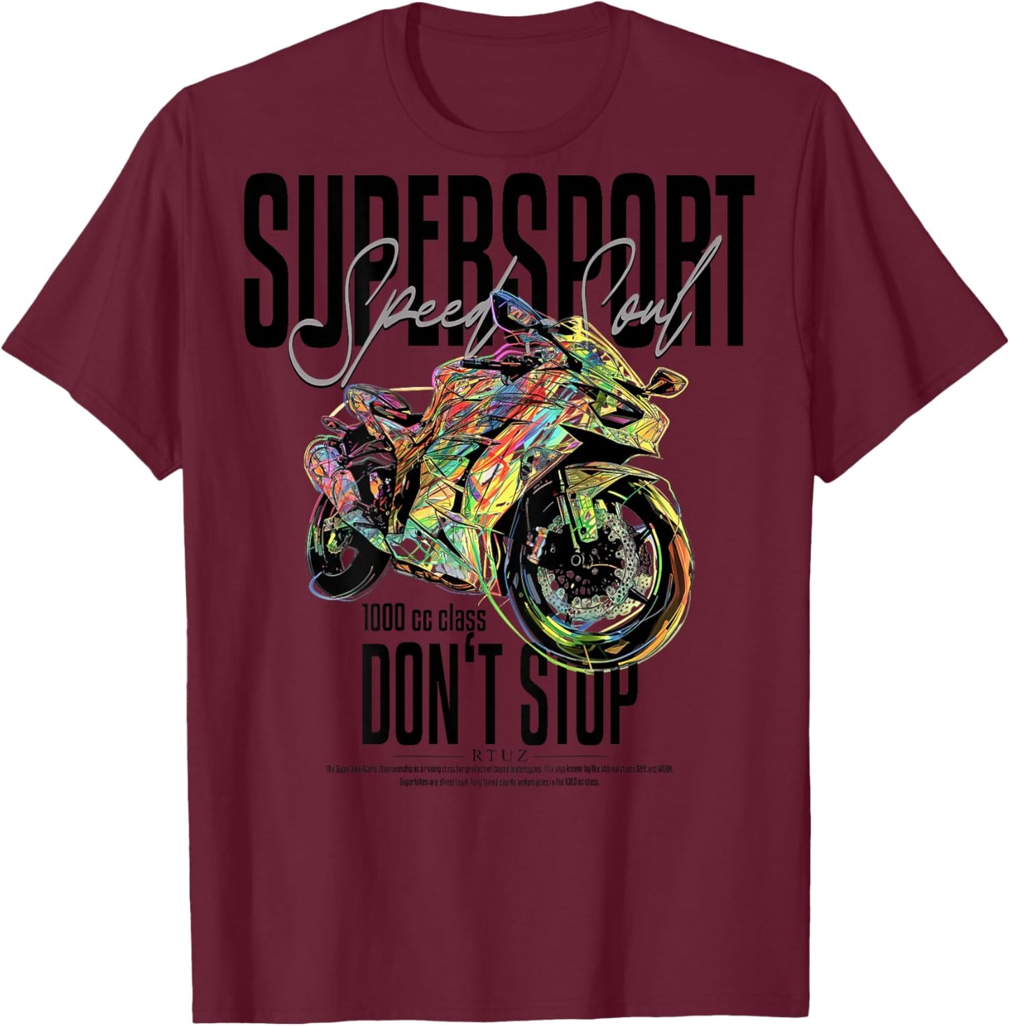 Supersport bike racing motorcycle backprint motorcycle T-Shirt - T-Shirt | Maroon