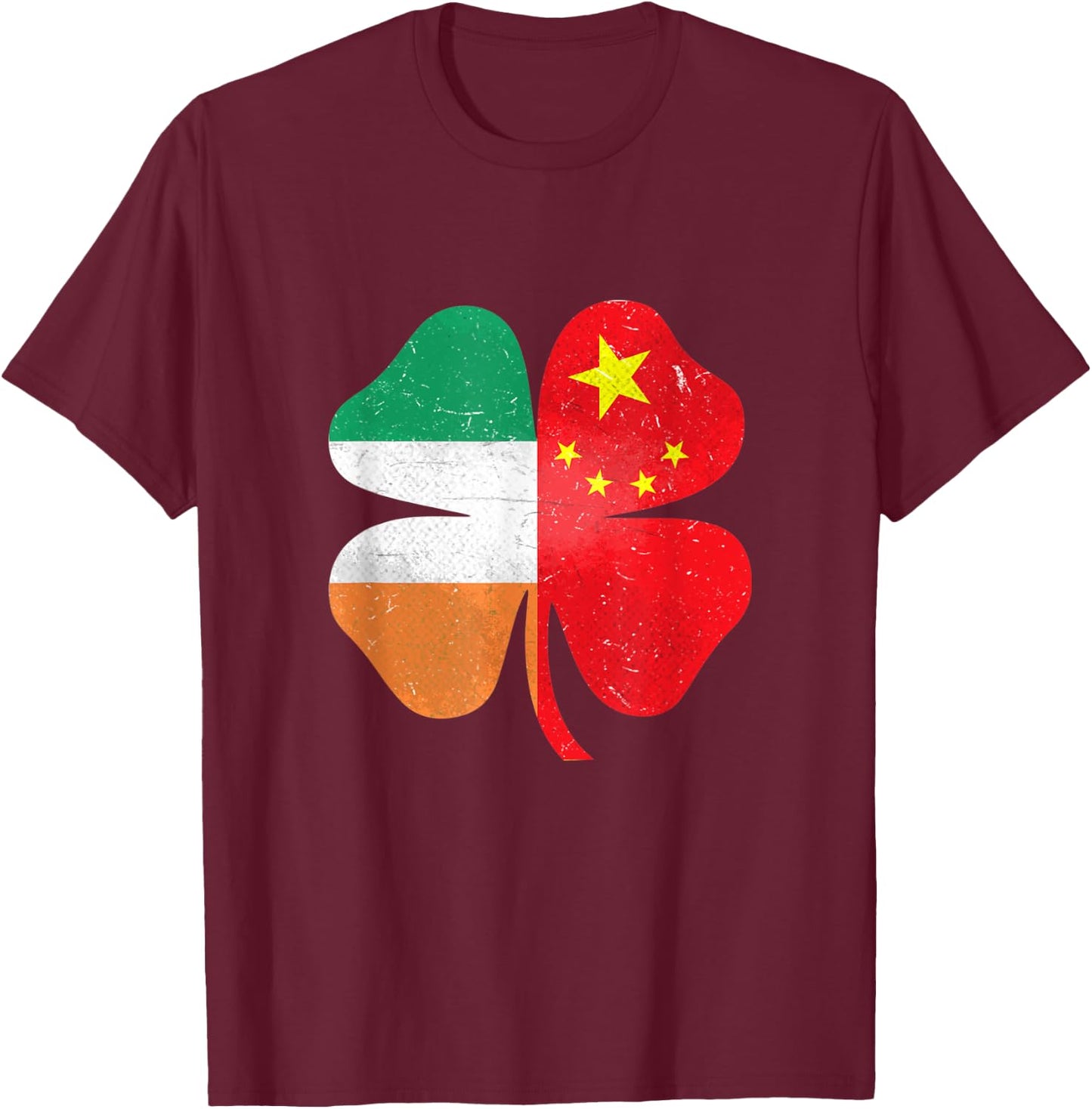 Chinese Irish Shamrock China Ireland St. Patrick's Day T-Shirt - T-Shirt | Maroon