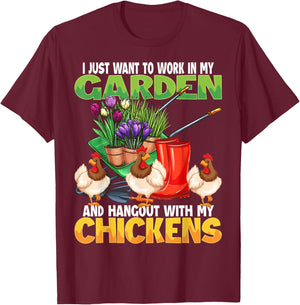 Funny Chicken & Gardening Lover Design For Gardener & Farmer T-Shirt - T-Shirt | Maroon