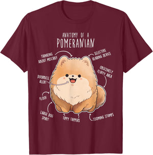Orange Pomeranian Anatomy, Funny Cute Pet Pom Mom Dog Dad Women Kids T-Shirt - T-Shirt | Maroon