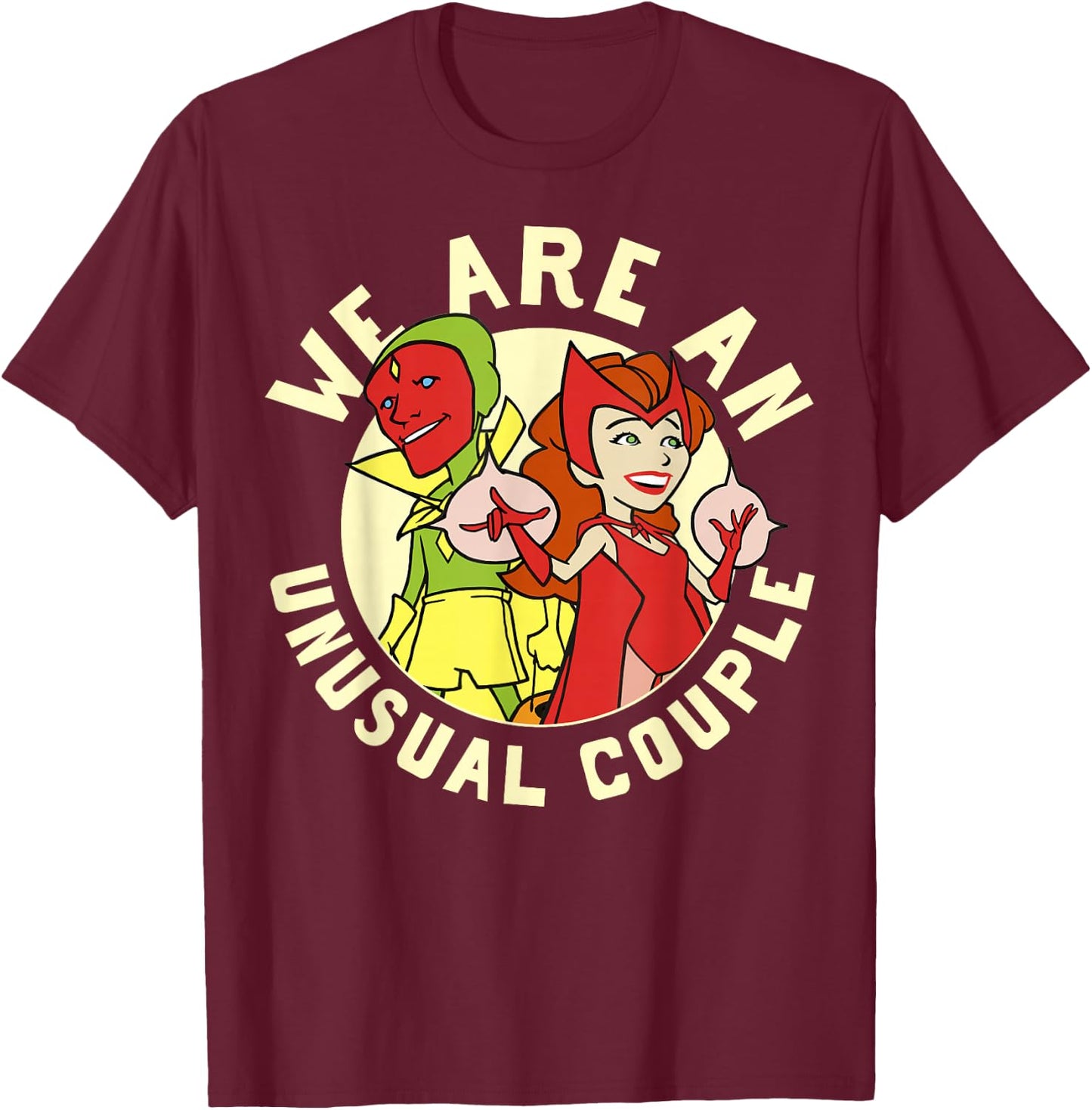 Marvel WandaVision Halloween We Are An Unusual Couple Retro T-Shirt - T-Shirt | Maroon