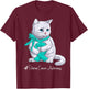 Ovarian Cancer Awareness Month Teal Ribbon Cat T-Shirt - T-Shirt | Maroon