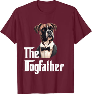 The Dogfather | Boxer | Boxer Dog Owner | Dog Dad Funny T-Shirt - T-Shirt | Maroon