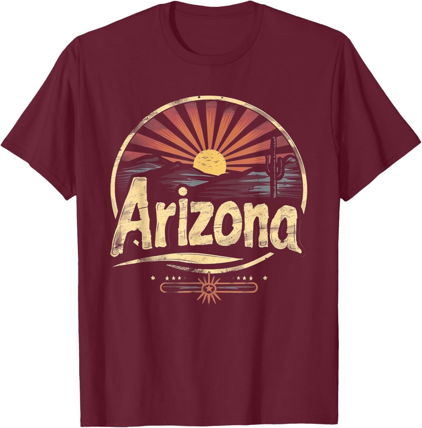 Arizona - Cool Funny Graphic Vintage Men Women Kids Retro T-Shirt - T-Shirt | Maroon