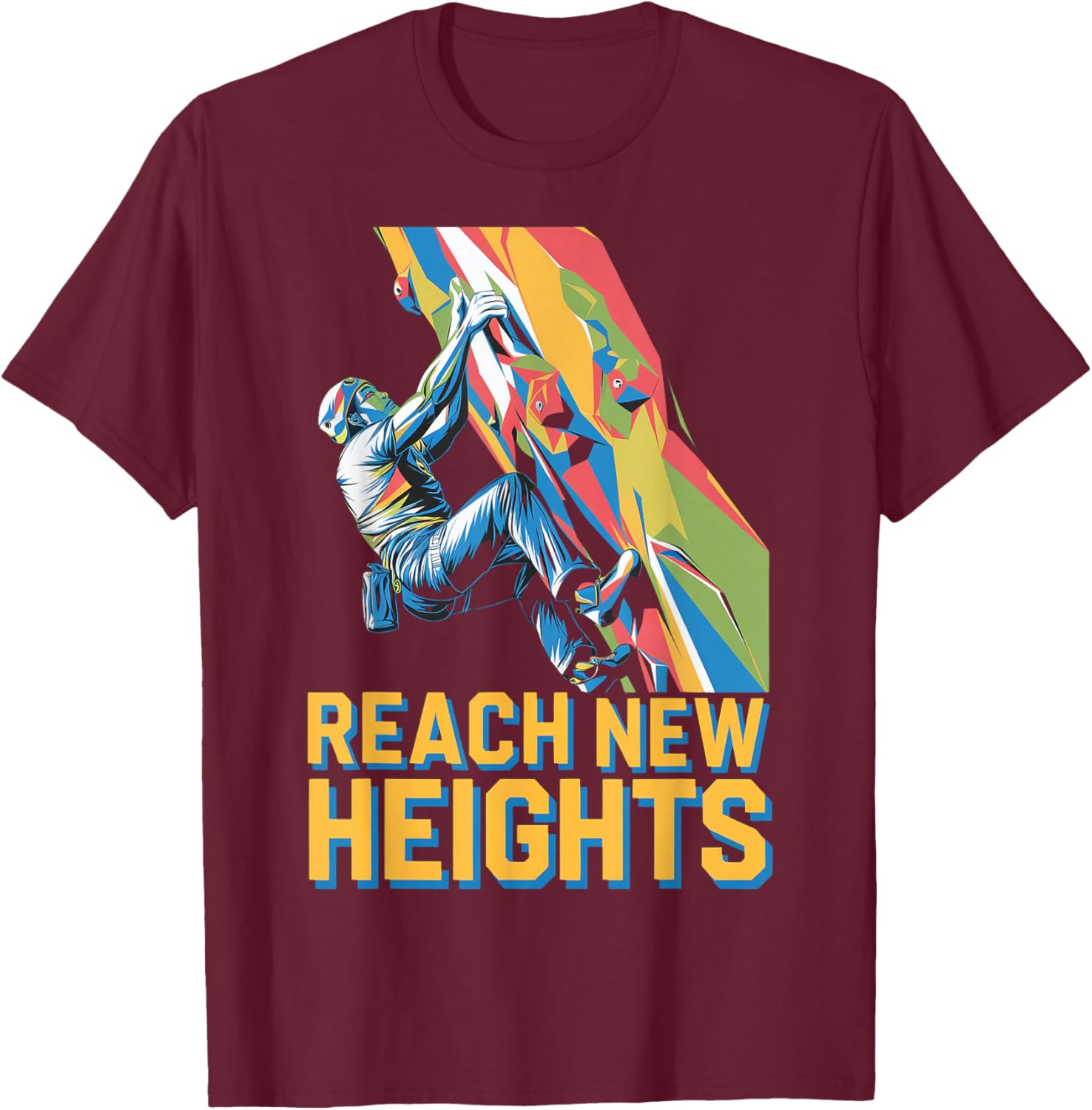 Climber Reaching New Heights for Adventure Lovers T-Shirt - T-Shirt | Maroon